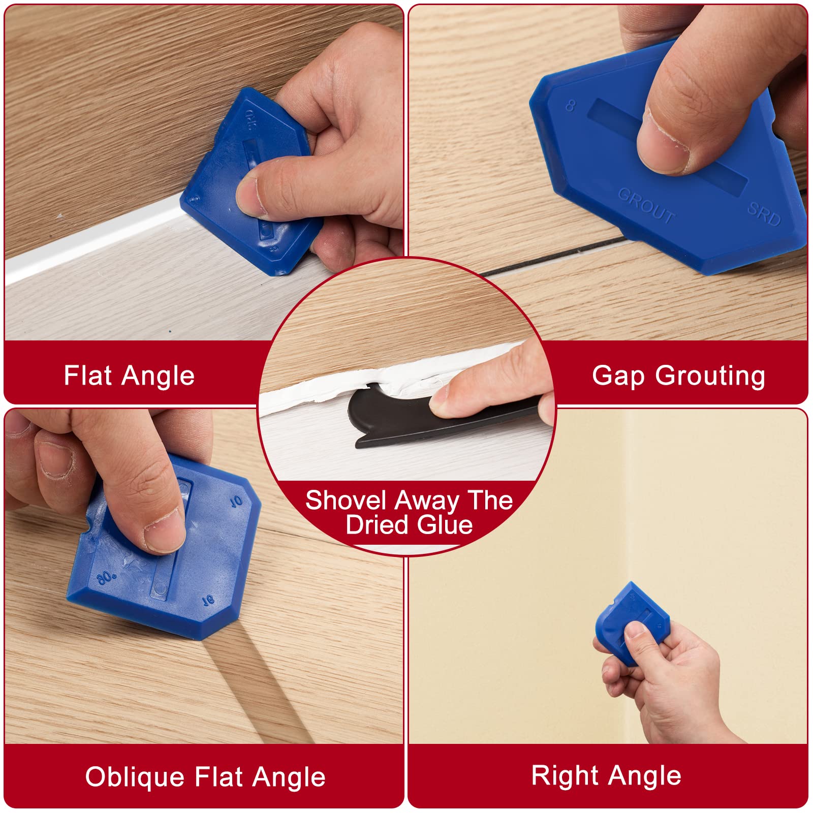 Cocew Caulk Gun Kit, Smooth Silicone Caulking Gun and Caulk Remover Tool, Sealant Finishing Tool Grout Scraper for Kitchen Bathroom Window Sink Joint, All in One with Gift Box