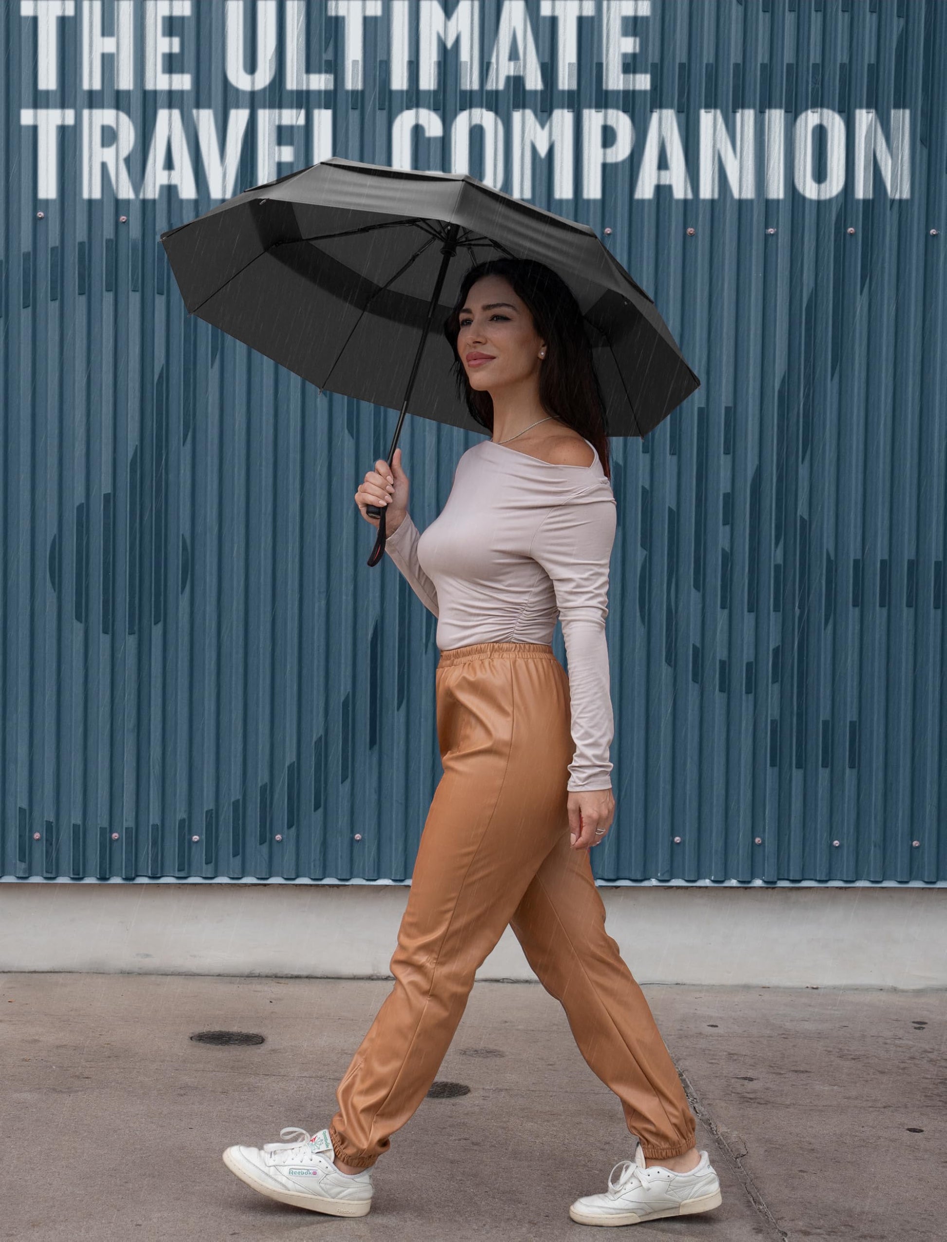 REPEL Windproof Travel Umbrella - Compact & Withstands Winds up to 85MPH, Strongest Premium Auto Folding Umbrella for Rain and Sun - Durable, Light & Portable for Women & Men, Fits Backpack & Cars