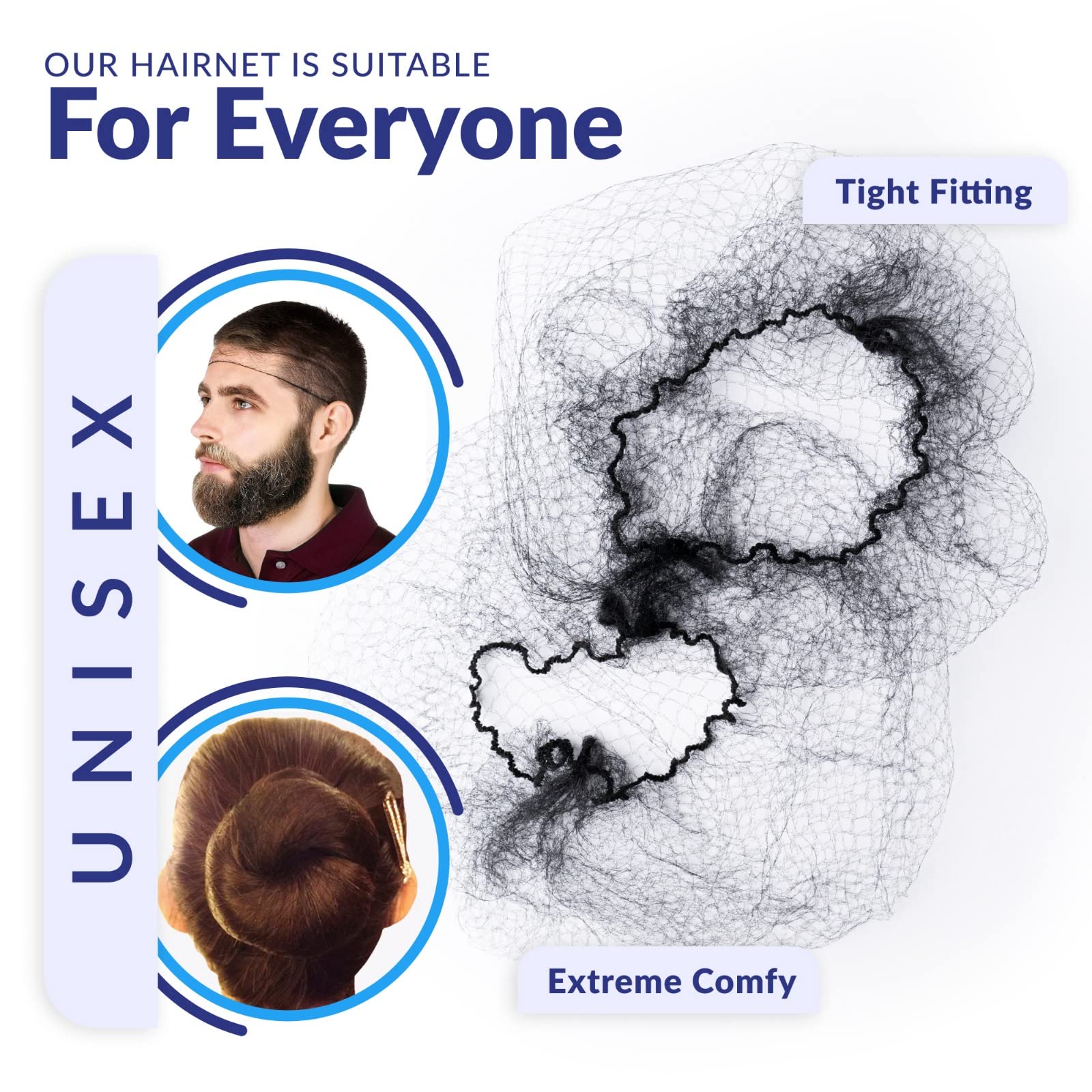 ZefeqCo 100Pcs Black Hair Net 24" Invisible Hair Nets for Women and Men - Perfect for Hair Bun, Sleeping, & Kitchen Food Service