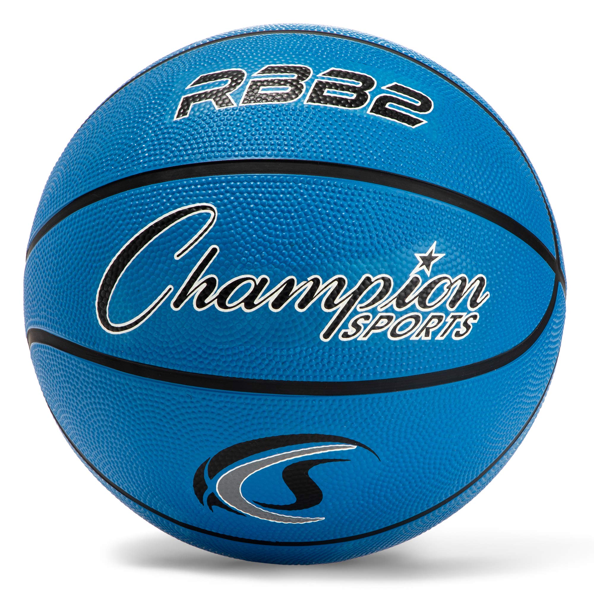 Champion Sports Rubber Junior Basketball, Heavy Duty Pro-Style Basketballs, Premium Basketball Equipment, Indoor Outdoor - Physical Education Supplies (Size 5, Blue)
