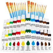 2 Pack Acrylic Paint Set 12 Colors,20 Paint Brushes,24 Paints for Adults,Kids,Beginner,Professional Artists,Non-Toxic Craft Paint kit for Paper,Canvas,Rock,Wood,Ceramic,Fabric Vibran