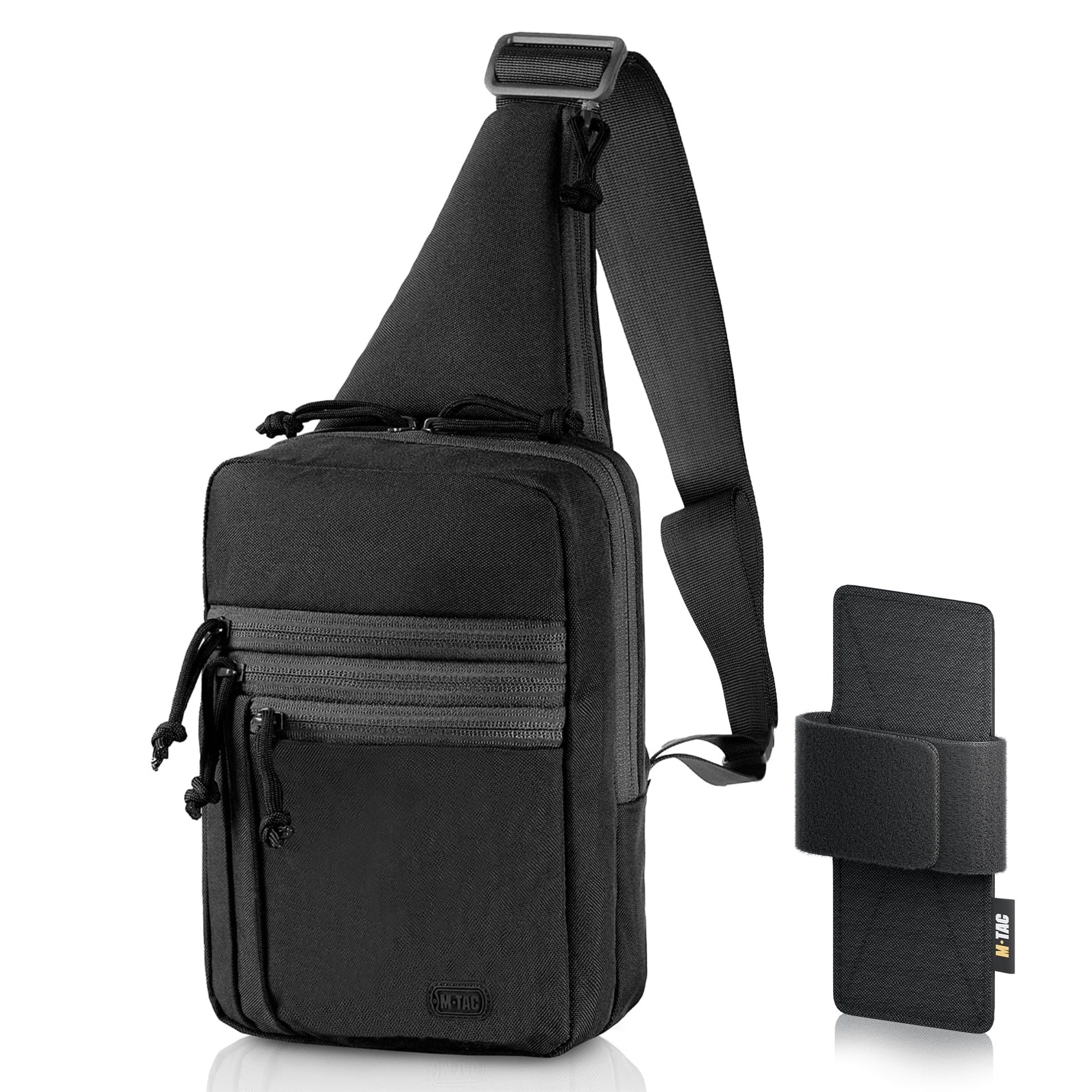 M-Tac Tactical Sling Bag for Men - Crossbody Concealed Carry Bag - Black Mens Crossbody Holster Bag