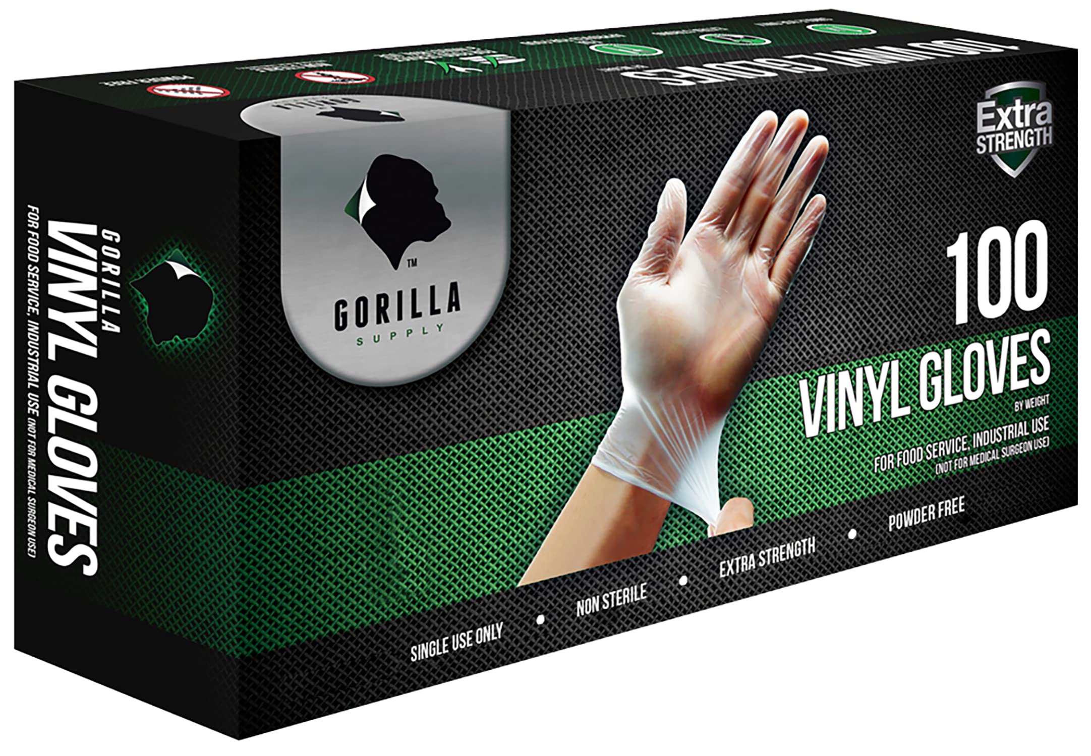 GORILLA SUPPLY Disposable Heavy Duty Vinyl Gloves Latex Free Powder Free, BPA Free Food Safe Grade Disposable Glove, Medium M, 100 Count