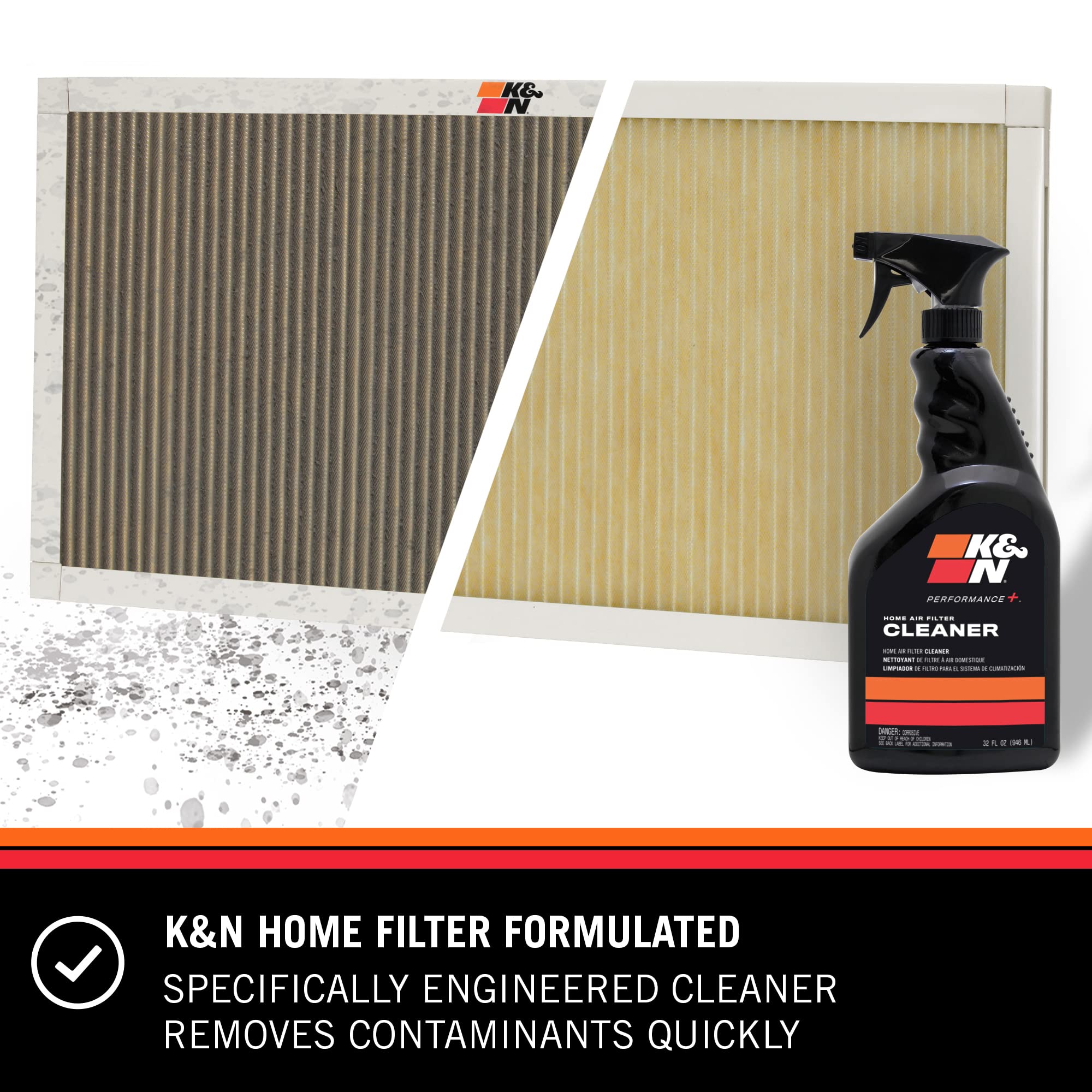 K&N HVAC Filter Cleaner: 32 Oz Spray Bottle Filter Cleaner and Refresher; Restores K&N Home Air Filter Performance; 99-6010