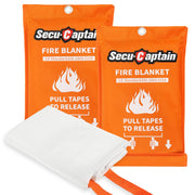 SecuCaptain Emergency Fire Blanket for Home Kitchen - 2 Pack 40"x40" Flame Suppression Fiberglass Fire Blankets for House Camping Car Office Warehouse Survival Safety