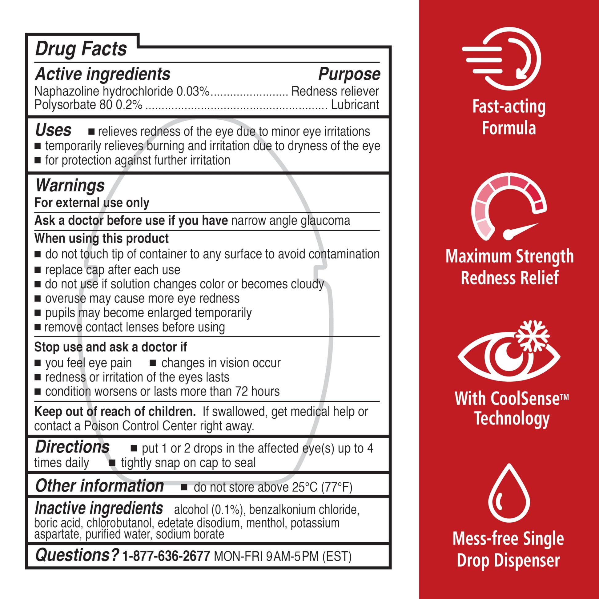 Rohto Max Strength Redness Reliever, Lubricant Eye Drops, Fast, Cooling Relief for Red, Dry, Itchy Eyes, Redness and Dryness Symptom Relief, Soothing Eye Drops, 0.4 fl oz Bottle