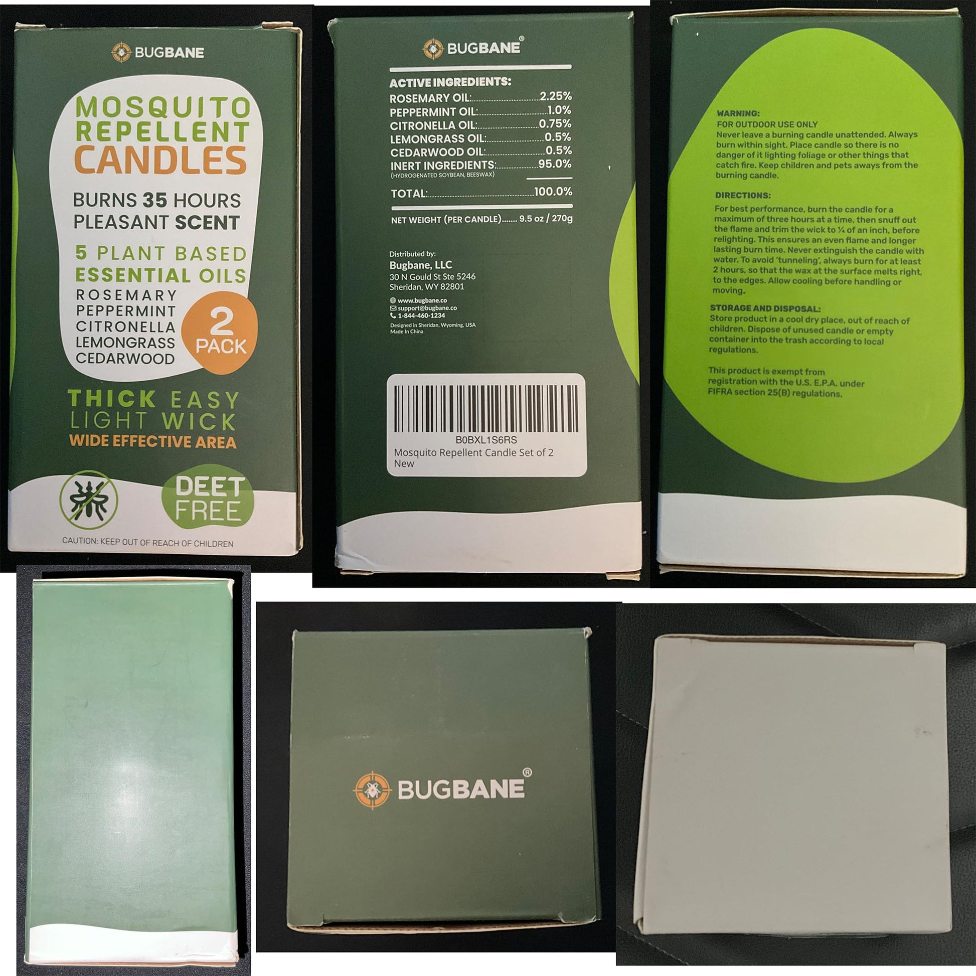 2 Mosquito Candles for Outside. Citronella Candles Outdoor Large. DEET Free with 5 Natural Essential Oils. Insect Fly Bug Candle Repellent Outdoor. Mosquito Repellent Candle Indoor Home Patio Camping