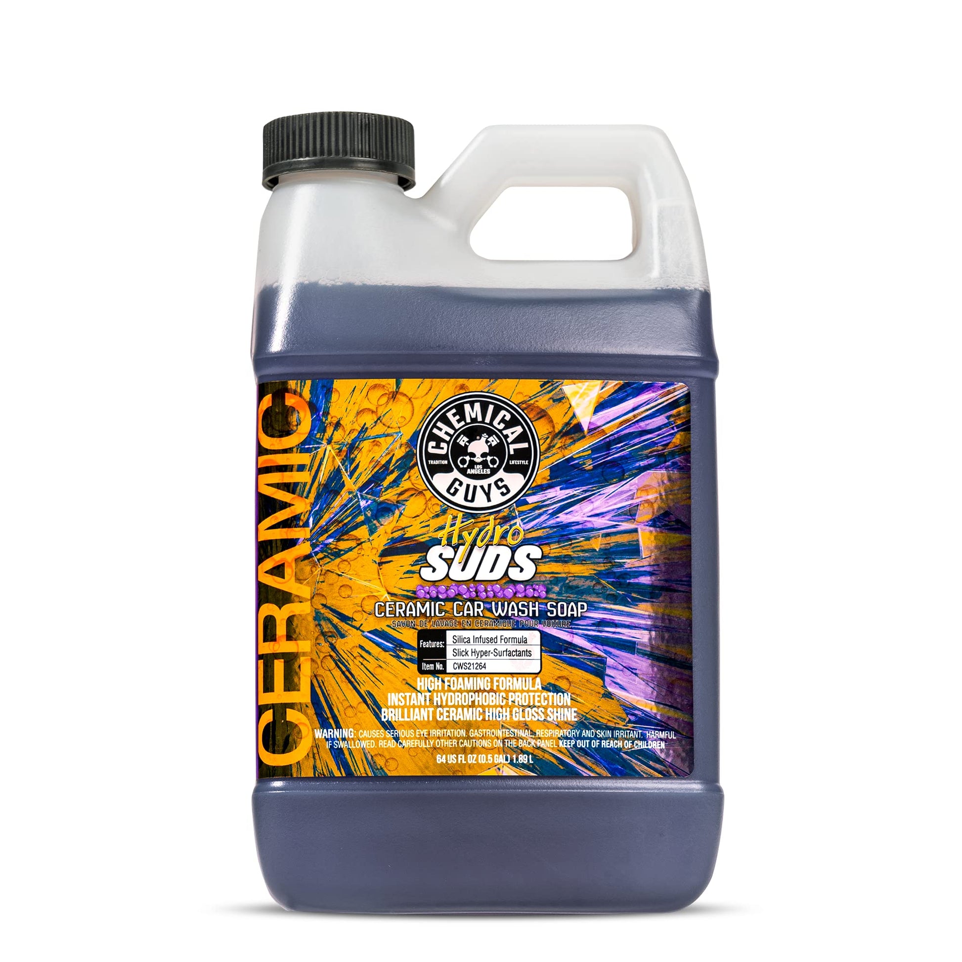 Chemical Guys CWS21216 HydroSuds Ceramic SiO2 Shine High Foaming Car Wash Soap (Works with Foam Cannons, Foam Guns or Bucket Washes) For Cars, Trucks, Motorcycles, RVs & More, 16 fl oz, Berry Scent
