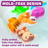 Tub Works® Marine™ Mold Free Bath Toys, 6 Pack | Sealed, No Hole Bath Toys Design Keeps Moisture Out | Soft, Squeezable & Float on Water | Easy-Grip Baby & Toddler Bath Toys | Great Baby Pool Toys