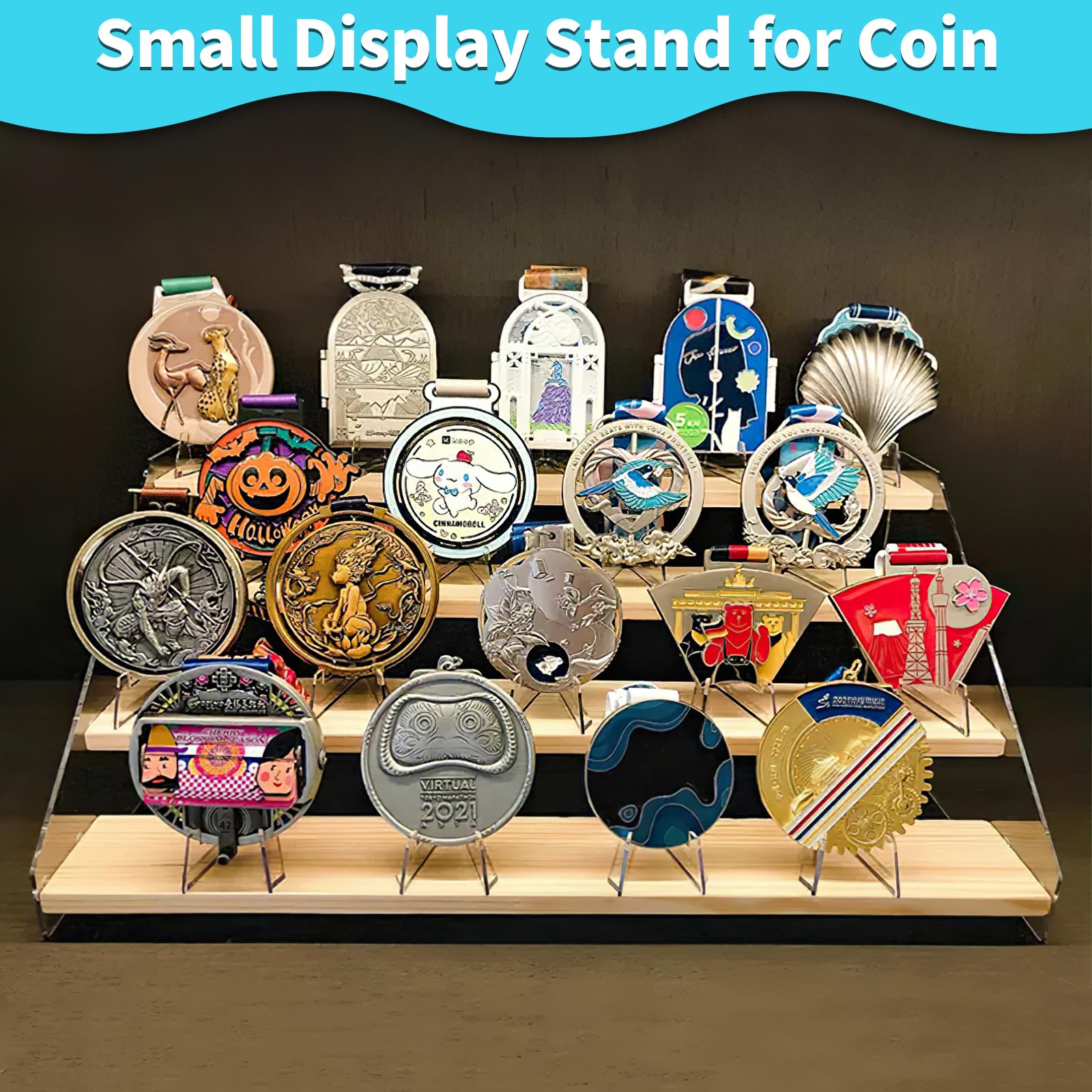 Reastar Card Display Stand, 20 Pack Small Easel Stand, Acrylic Picture Holder Stands, for Challenge Coin Graded Card Sports Card Trading Card PSA Card Baseball Card (2.2 Inch Tall)