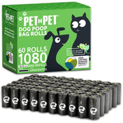Pet N Pet 1080 Counts Black Poop Bags for Dogs, 38% Plant Based & 62% PE Extra Thick Dog Poop Bags Rolls, 9" x 13" Unscented Dog Bags for Poop, Doggie Poop Bags, Cat Poop Bags, Pet Waste Bags