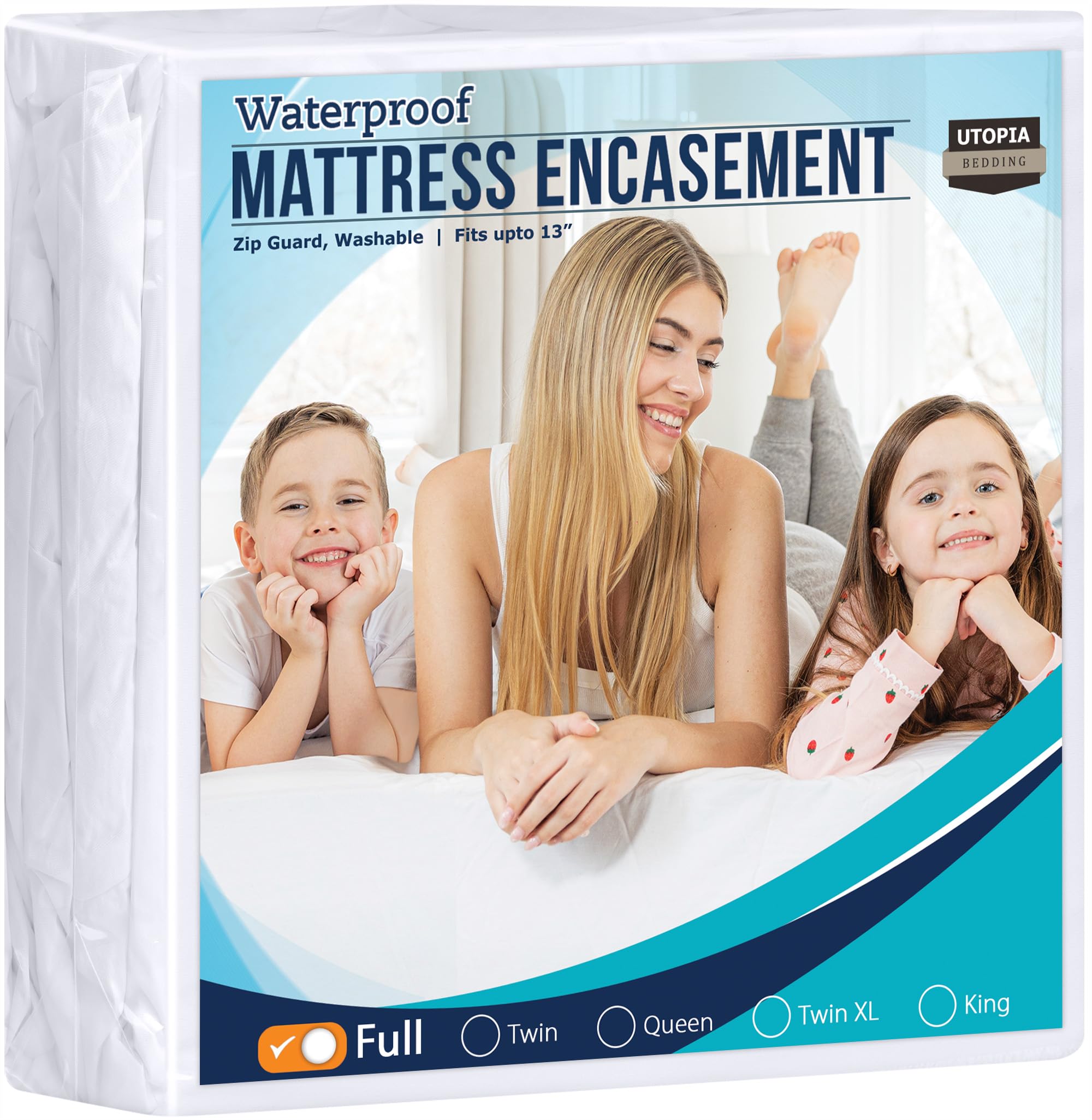 Utopia Bedding Zippered Mattress Encasement Full, 100% Waterproof Bed Bug and Dust Mite Proof Mattress Protector, Absorbent Six-Sided Mattress Cover
