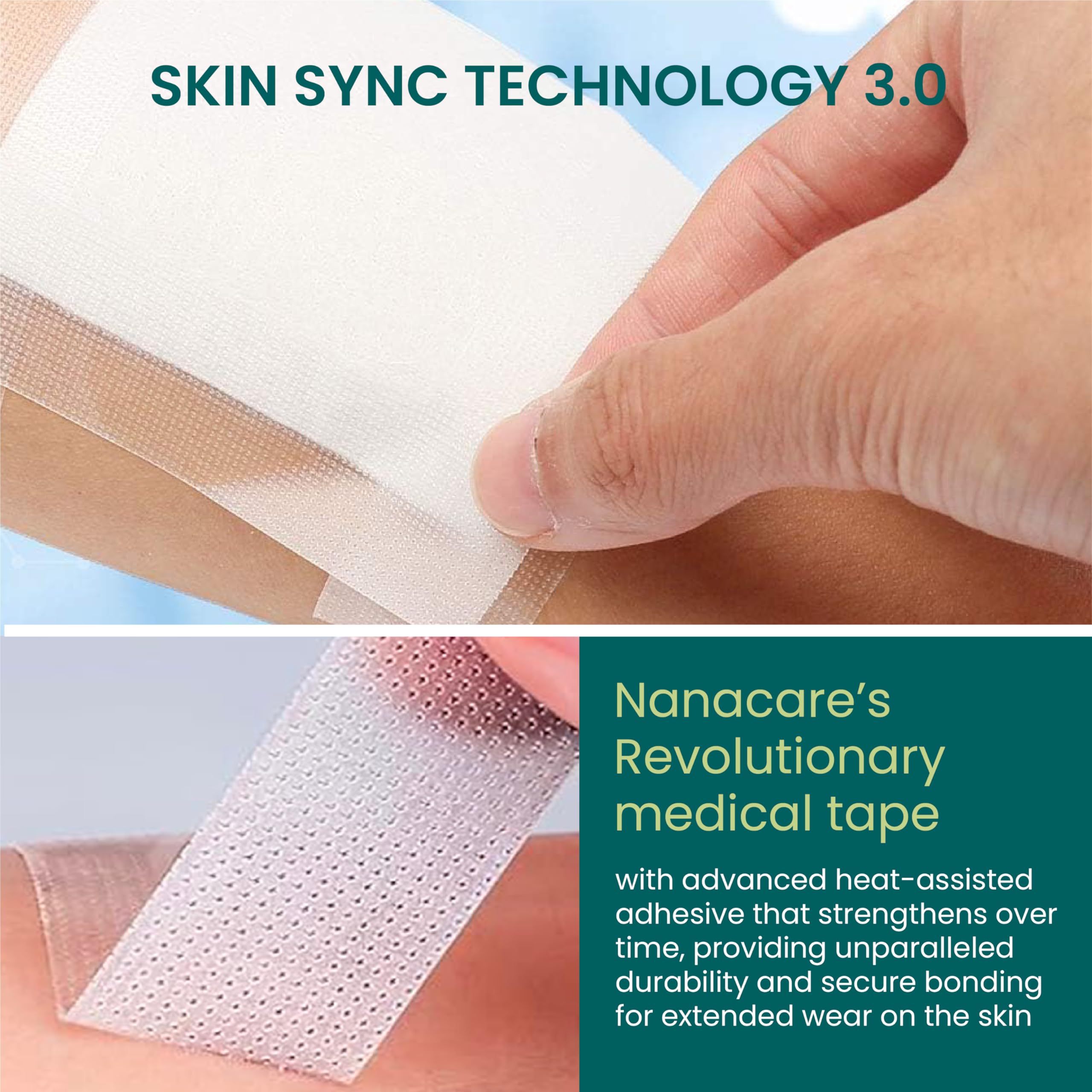 NanaCare Hypoallergenic Transparent Surgical Tape 1 inch x 10yd |4 Rolls Waterproof,Clear| Medical Tape for Skin, Dressings and Face| First Aid Bandage Tape for Sensitive Skin
