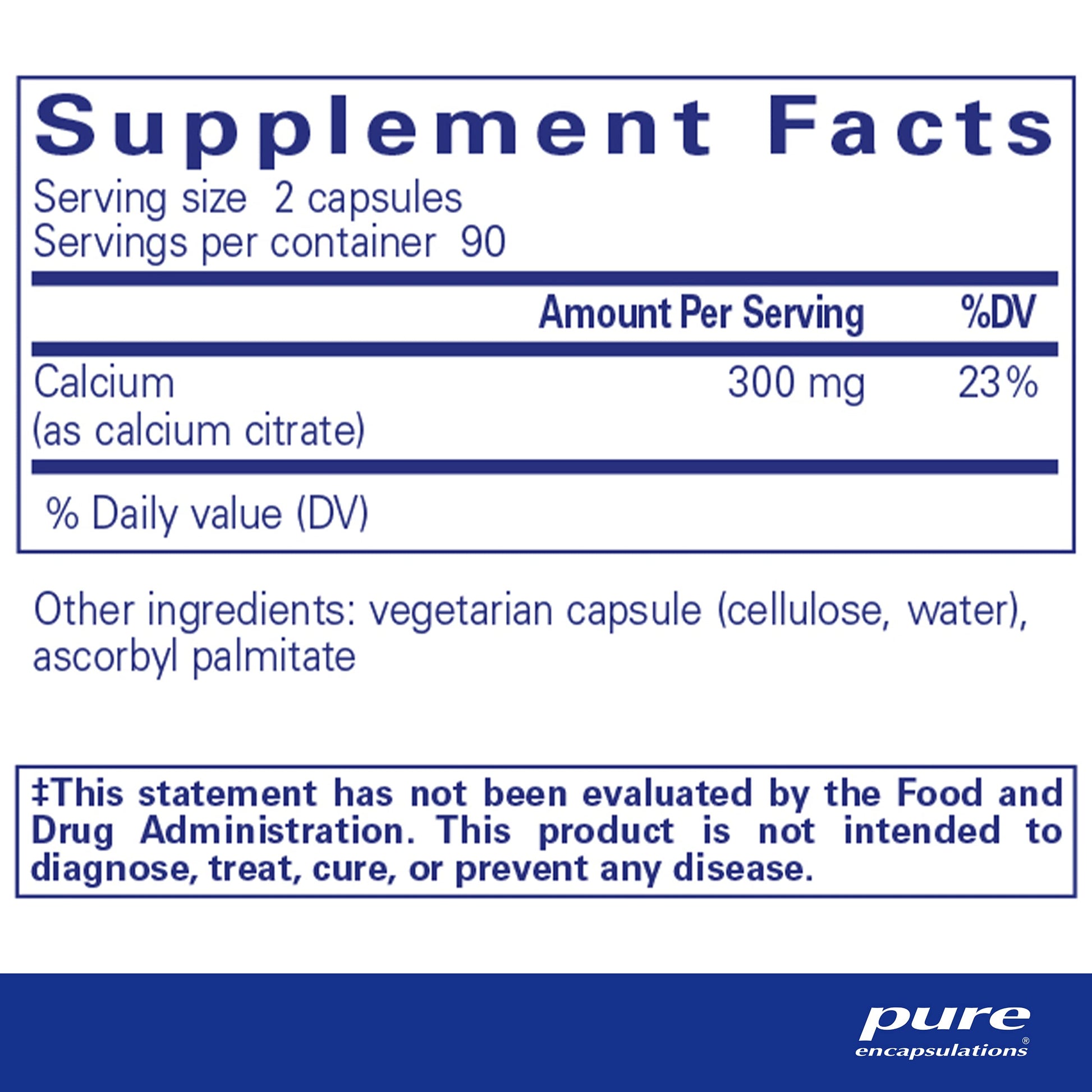 Pure Encapsulations Calcium (Citrate) - Supplement for Bone, Teeth, Colon, and Cardiovascular Health Support* - with Premium Calcium Citrate - 180 Capsules