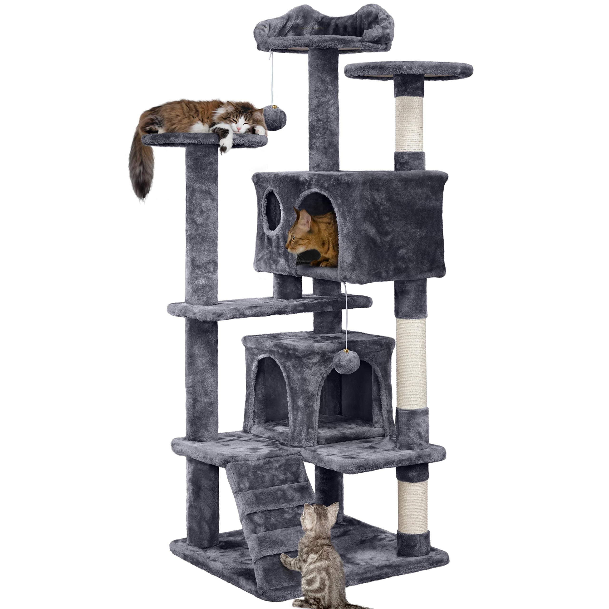 Yaheetech 54 Zoll Kratzbaum Katzenbaum Kratzmöbel Kratzpfosten für Kätzchen Haustierhaus Spielplatz