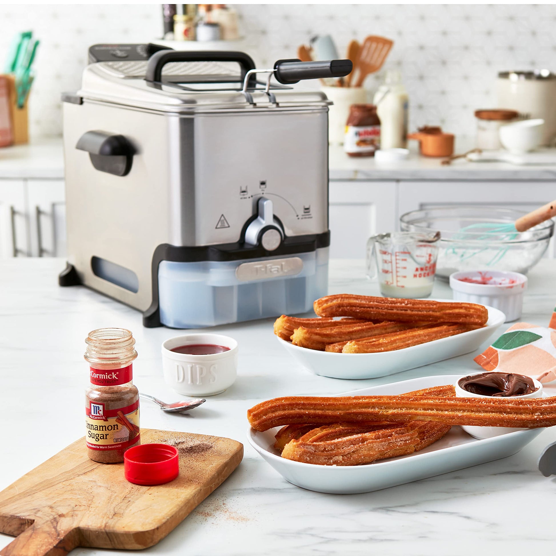 T-fal 3.5L Stainless Steel Deep Fryer with Basket, 1700W Electric Deep Fryer with Basket and Lid, Oil Filtration, Temp Control, Digital Timer, Dishwasher Safe Parts