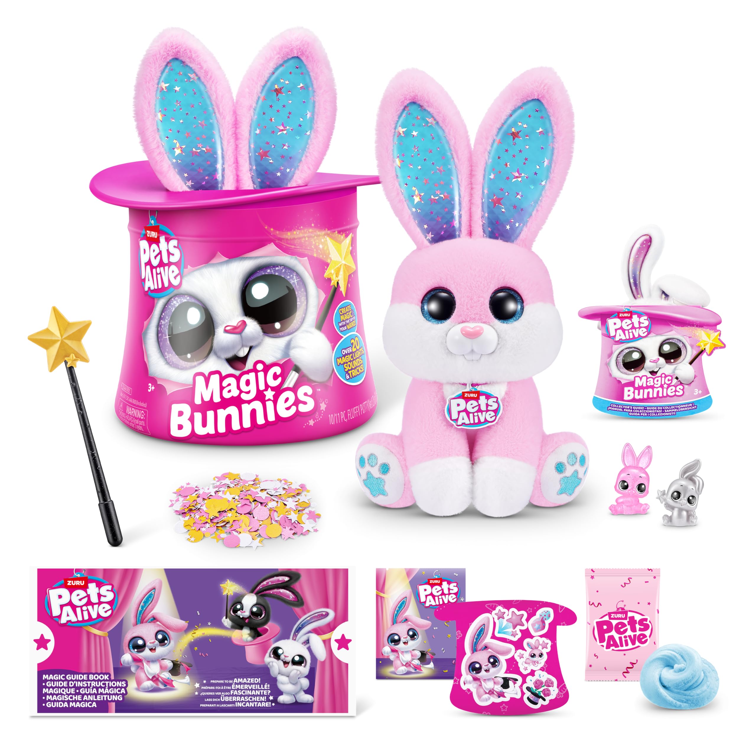 Pets Alive Magic Bunnies (Pearl) by ZURU Electronic Plush Unboxing Surprise Interactive Magic Toy