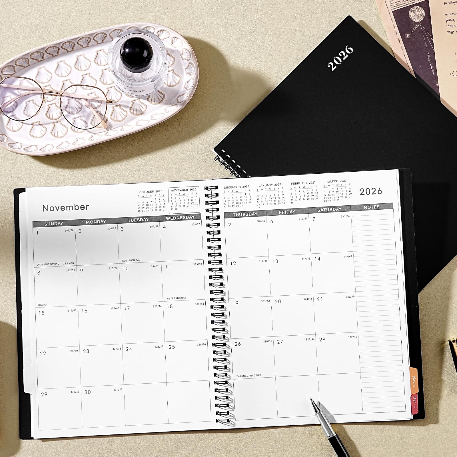 2026 Monthly Planner - JAN 2026 - DEC 2026 Planner/Calendar,12 Monthly Planner with Contacts & Passwords, 8.5" x 11" Planners 2026, Colorful Tabs, Thick Paper, Black