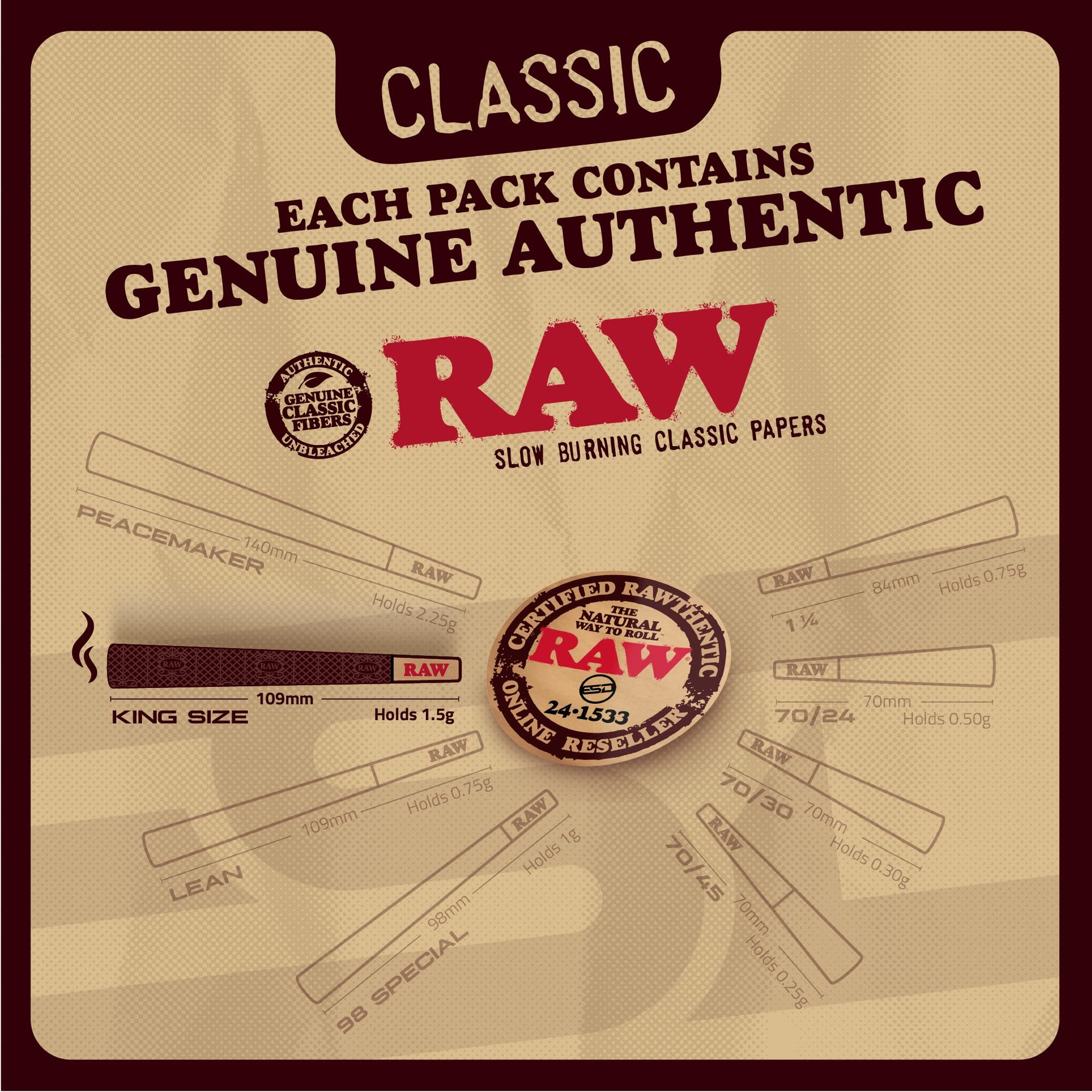RAW Cones Classic King Size - 100 Pack - Slow Burning Pre Rolled Paper with Tips and Packing Tubes Included