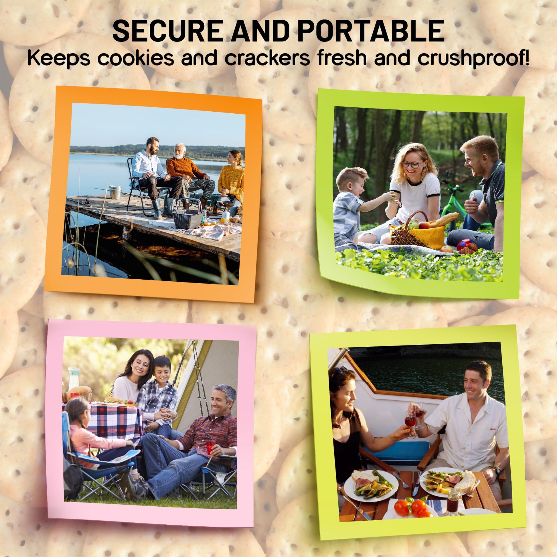 Set of 2 - Saltine Cracker Sleeve Storage Container/Cookie Stay Fresh Keeper, Round and Square