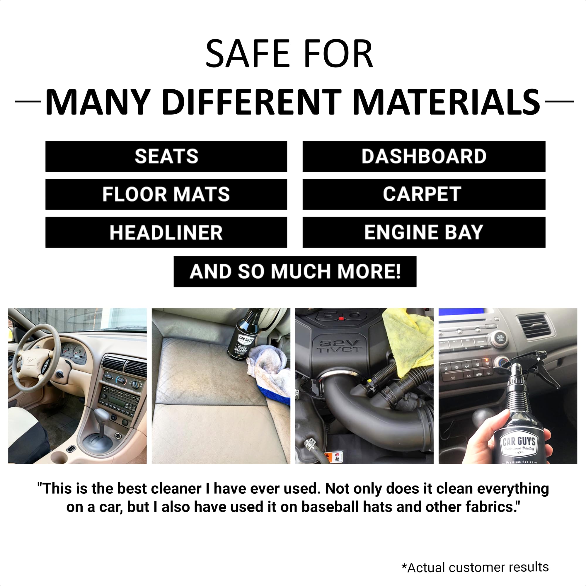 CAR GUYS Super Cleaner | Effective Car Interior Cleaner | Leather Car Seat Cleaner | Stain Remover for Carpet, Upholstery, Fabric, and Much More! | 18 Oz Kit with Microfiber Towel