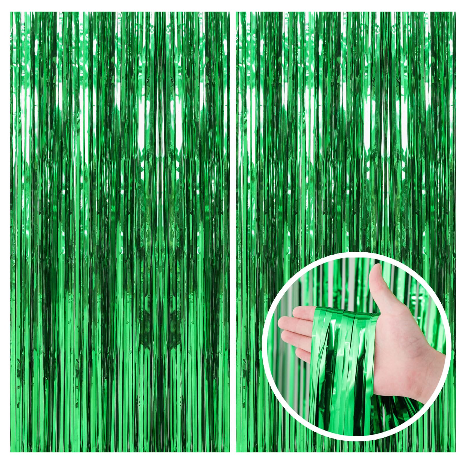 2 Pack Black Party Streamers Backdrop Tinsel Foil Fringe Curtains Halloween Party Decorations Birthday Wednesday Twilight Party Decorations Graduation Wizard Party Supplies