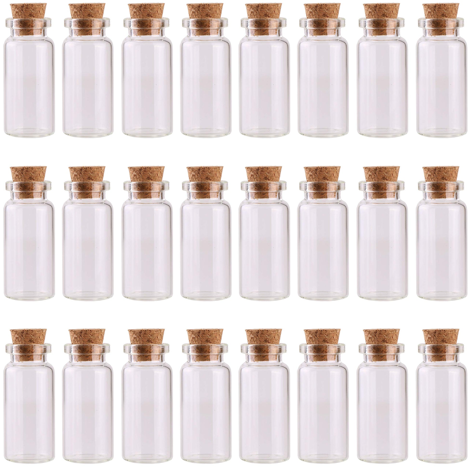MaxMau 24PCS 10ml Glass Bottles Mini Vials with Cork Stoppers for DIY Decoration and Wedding Party Favors
