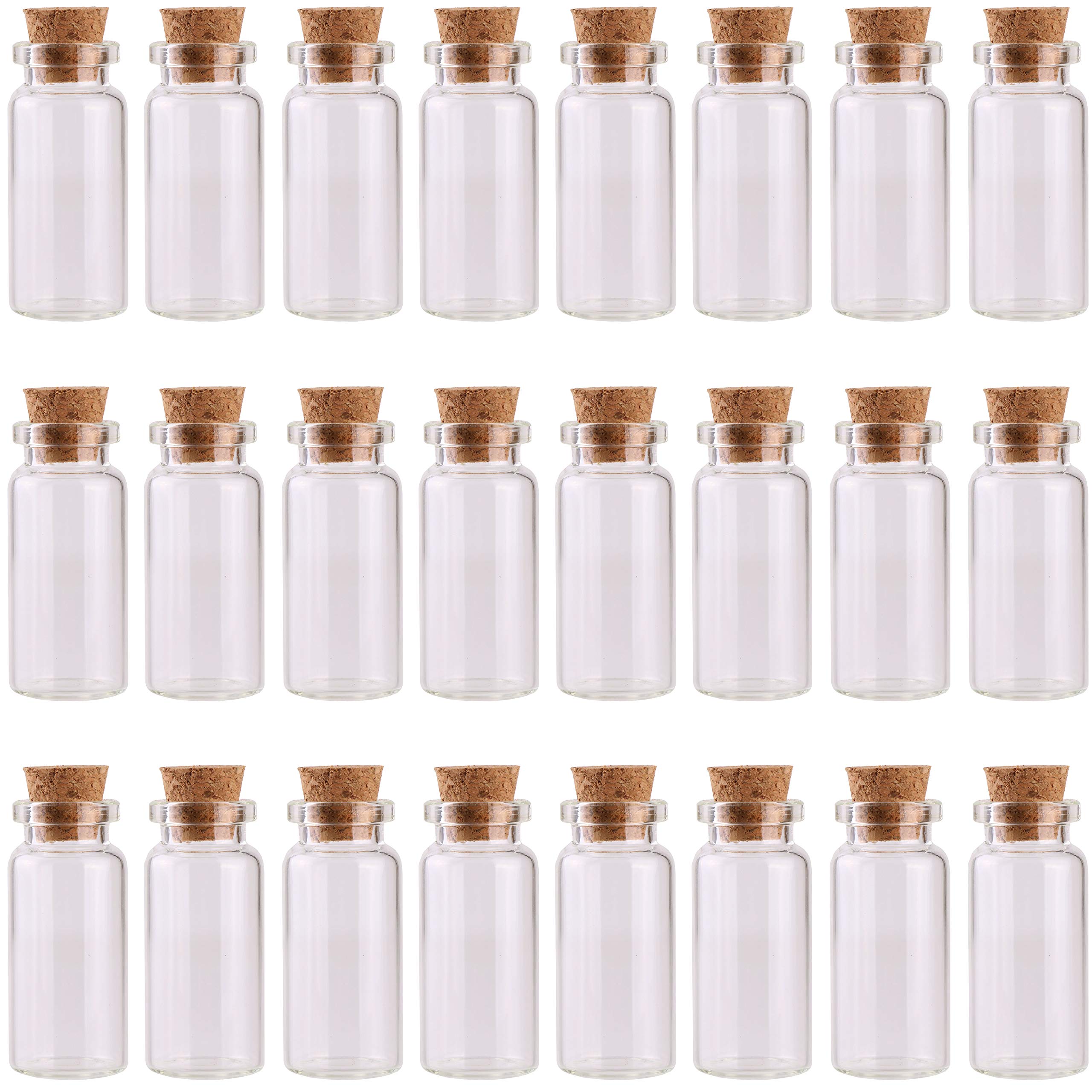 MaxMau 24PCS 10ml Glass Bottles Mini Vials with Cork Stoppers for DIY Decoration and Wedding Party Favors