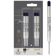 Parker Quinkflow Authentic Black Ink Refills Medium Point for Ballpoint Pens 10 Count