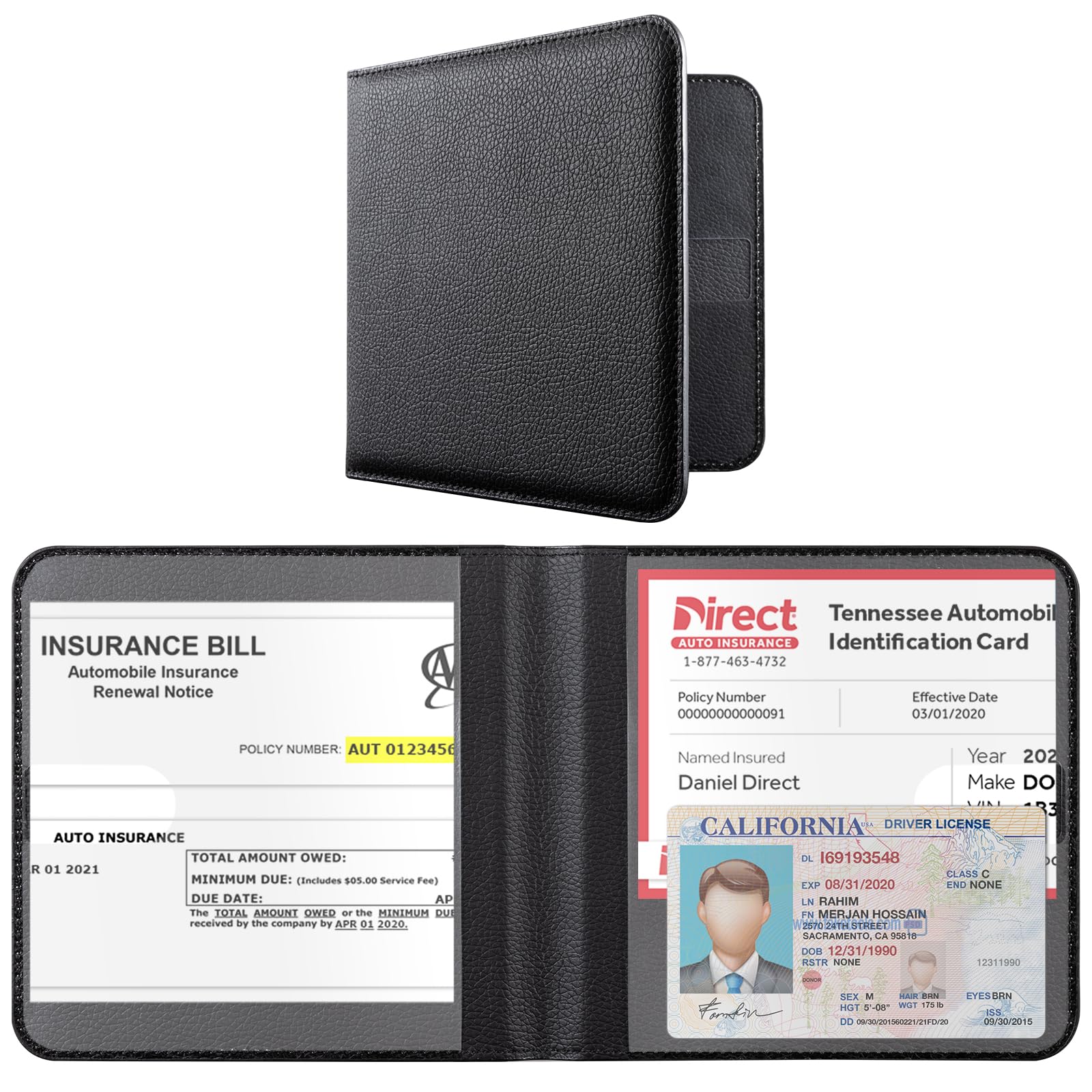 CoBak Car Registration and Insurance Holder - Vehicle Glove Box Car Organizer, Auto Truck Comparment Accessories Case for Essential Document, Driver License, Cards