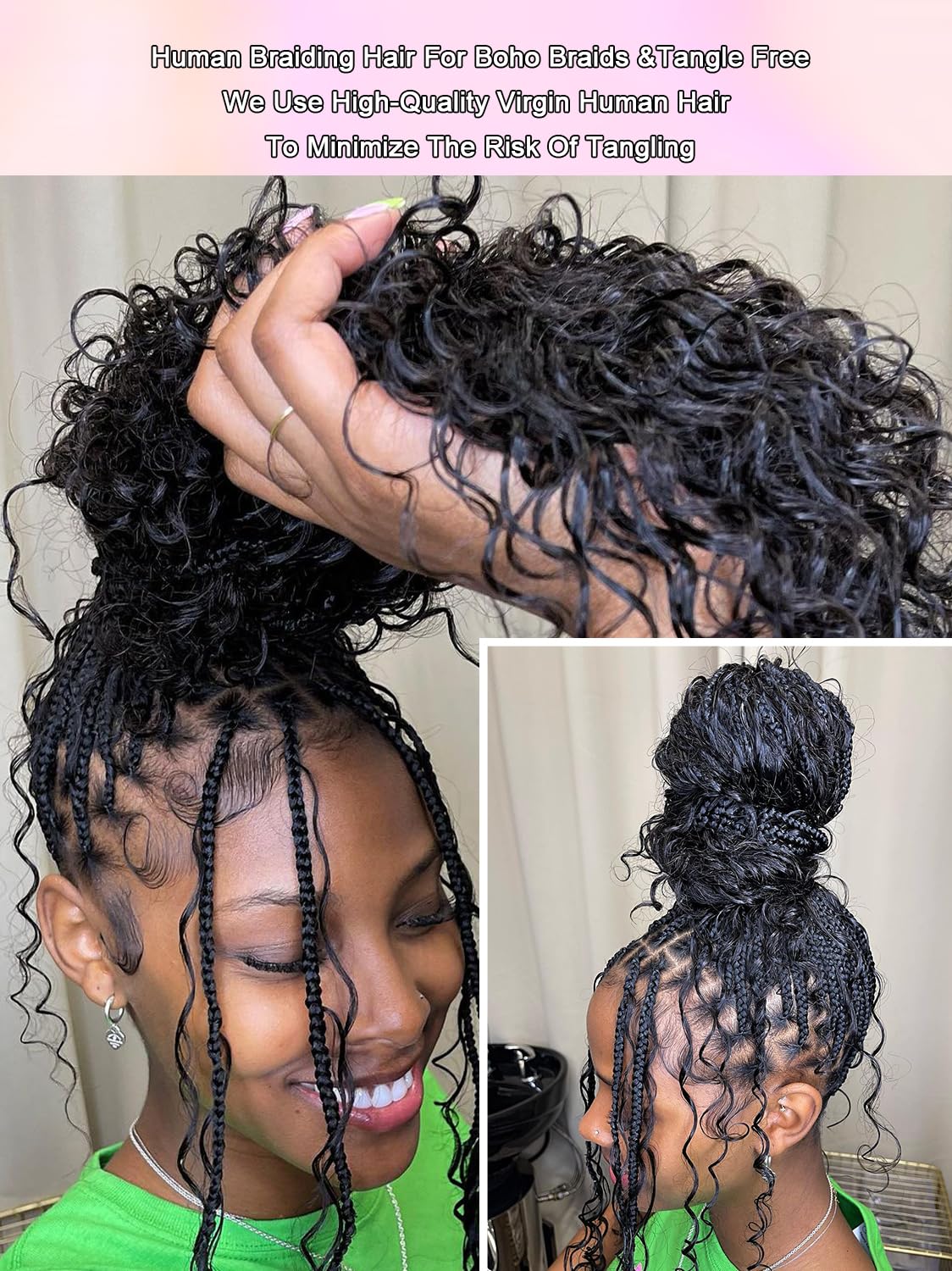 100 Percent Human Braiding Hair For Boho Braids Curly Human Hair Braiding Hair Full Bulk Human Hair For Braiding Wet Wavy 100g 2 Bundles No Weft Micro Braiding Hair Human Hair Extensions YNiSew