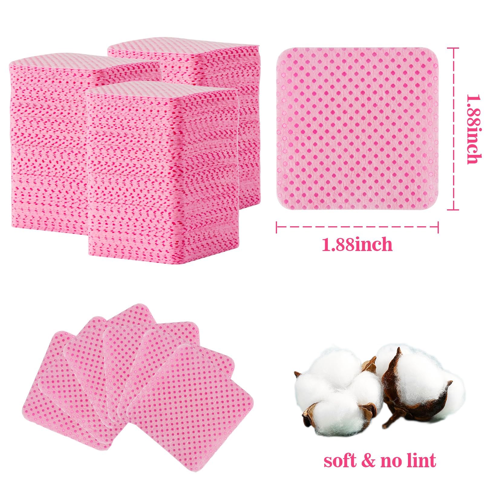 MAQIHAN 1200 Lint Free Nail Wipes - Pink Acetone Nail Polish Remover Wipes Lint Free Nail Wipes Pads Gel Nails No Lint Nail Glue Wipes Eyelash Extensions Toallitas Para Uñas Sin Pelusa Nail Supplies