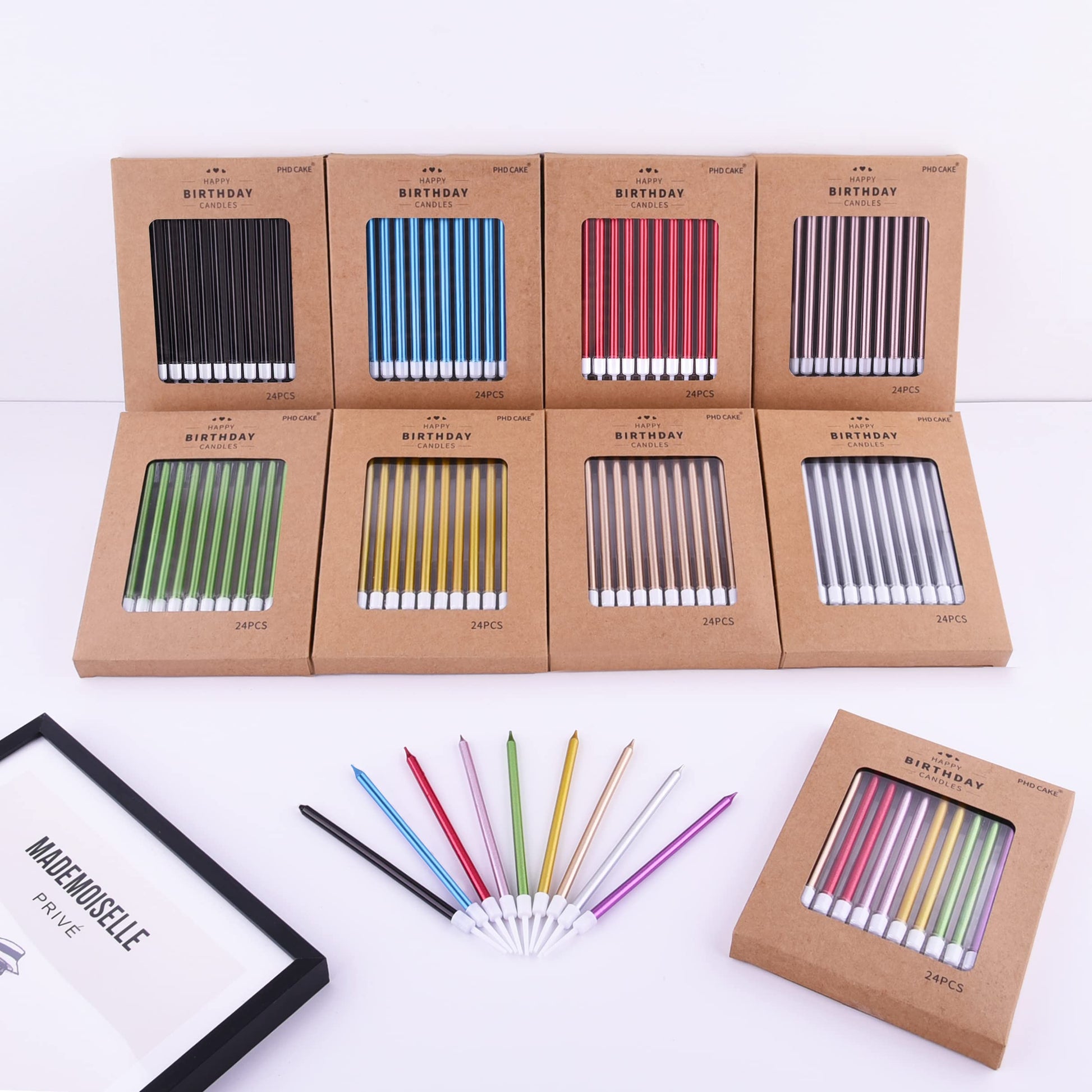 PHD CAKE Gold Long Thin Metallic Birthday Candles, Cake Candles, Birthday Parties, Wedding Decorations, Party Candles, Cake Decorations