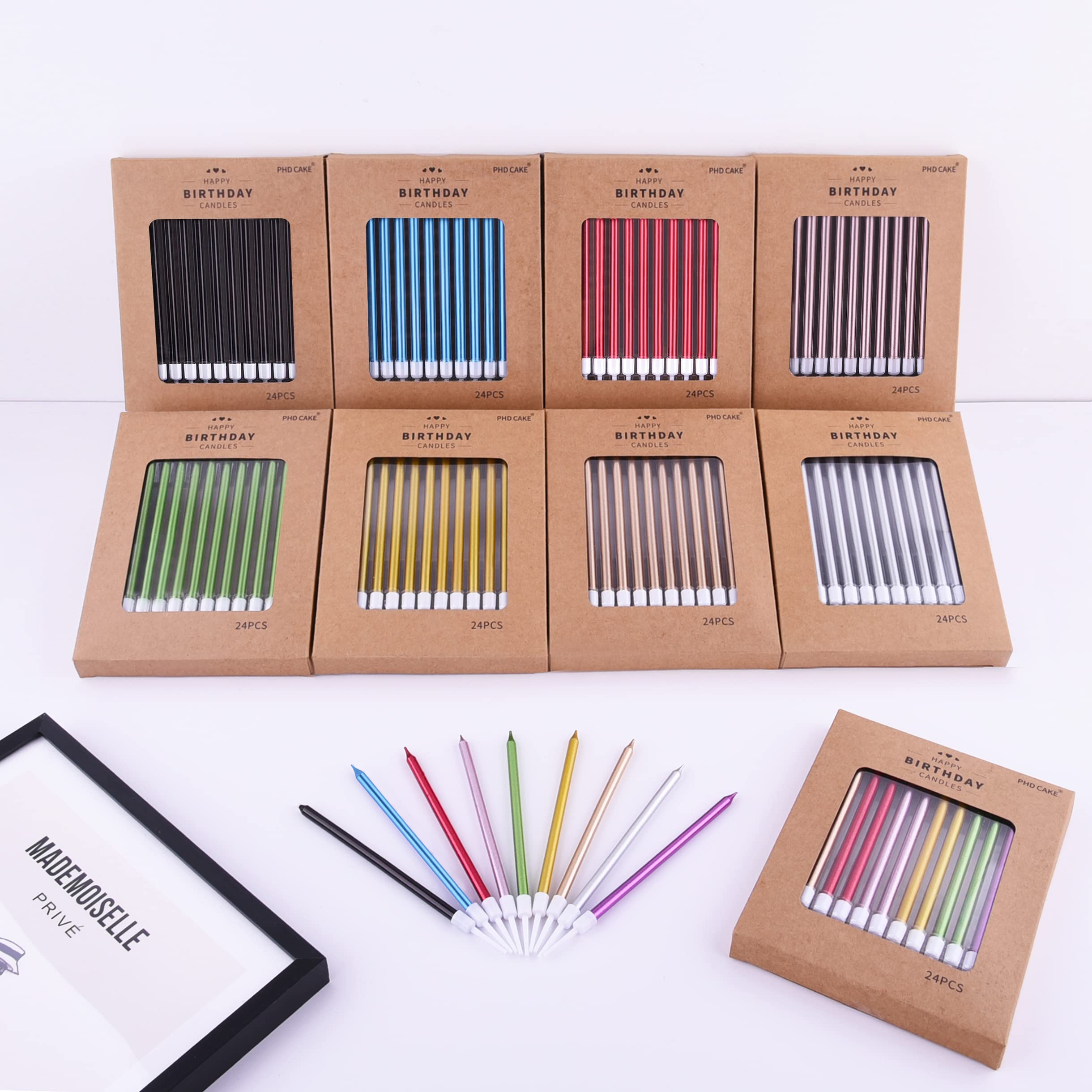 PHD CAKE Gold Long Thin Metallic Birthday Candles, Cake Candles, Birthday Parties, Wedding Decorations, Party Candles, Cake Decorations