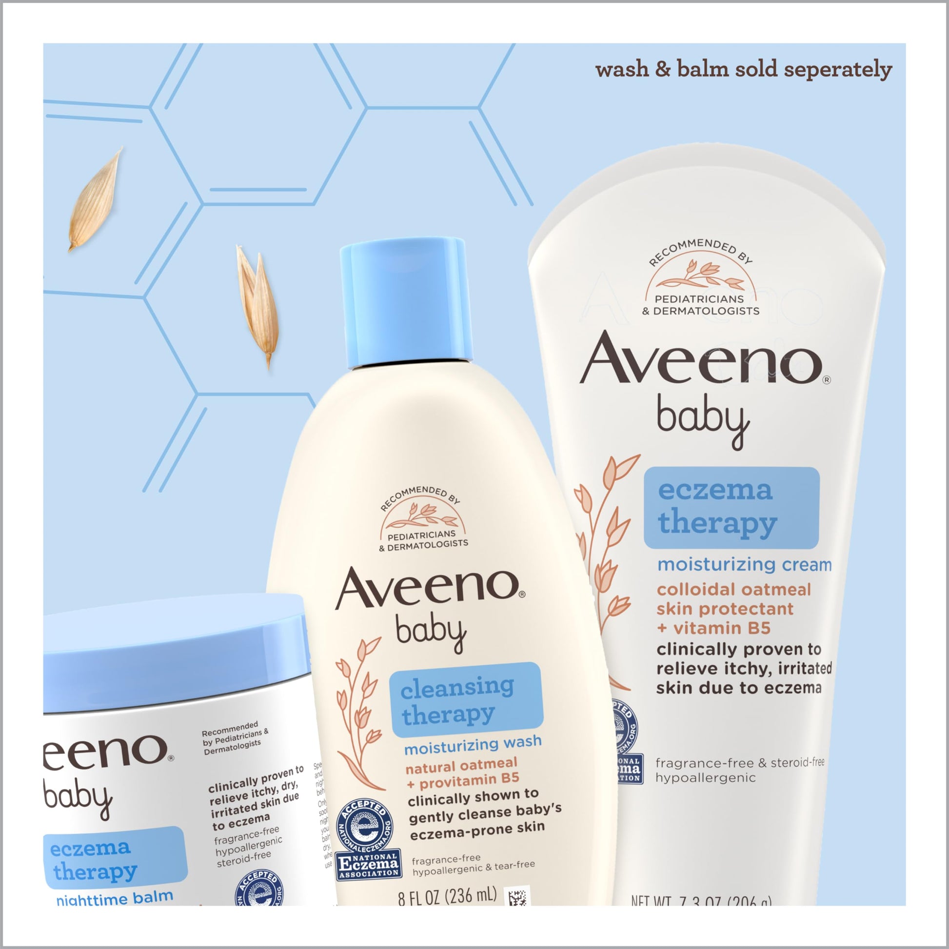 Aveeno Baby Eczema Therapy Moisturizing Cream, Natural Colloidal Oatmeal & Vitamin B5, Baby Eczema Cream for Dry, Itchy, Irritated Skin Due to Eczema, Paraben- & Steroid-Free, 7.3 oz