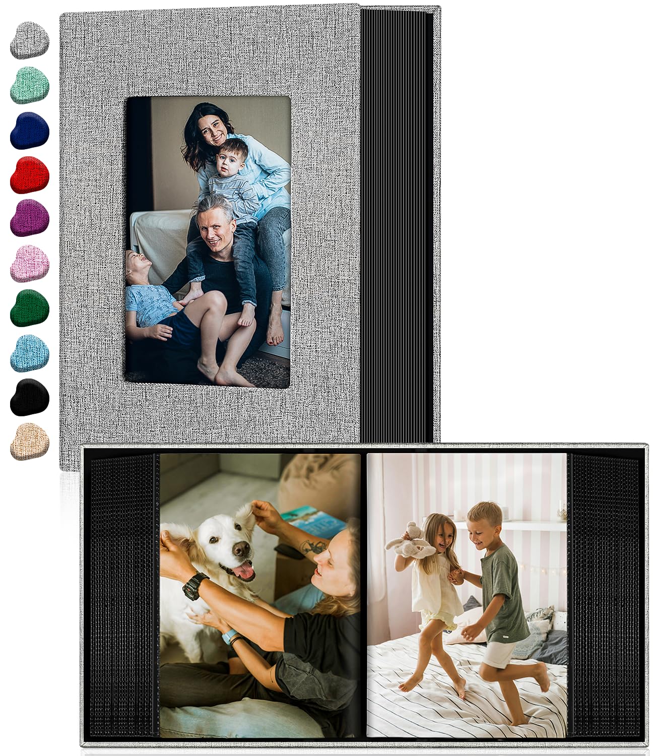 Ejblfe Photo Album 4x6,Linen Cover Slide-in Photo Album Book Can Holds 100 4x6 Photos with 50 Black Sheets for Family,Wedding,Baby and Holiday Pictures (Gray)