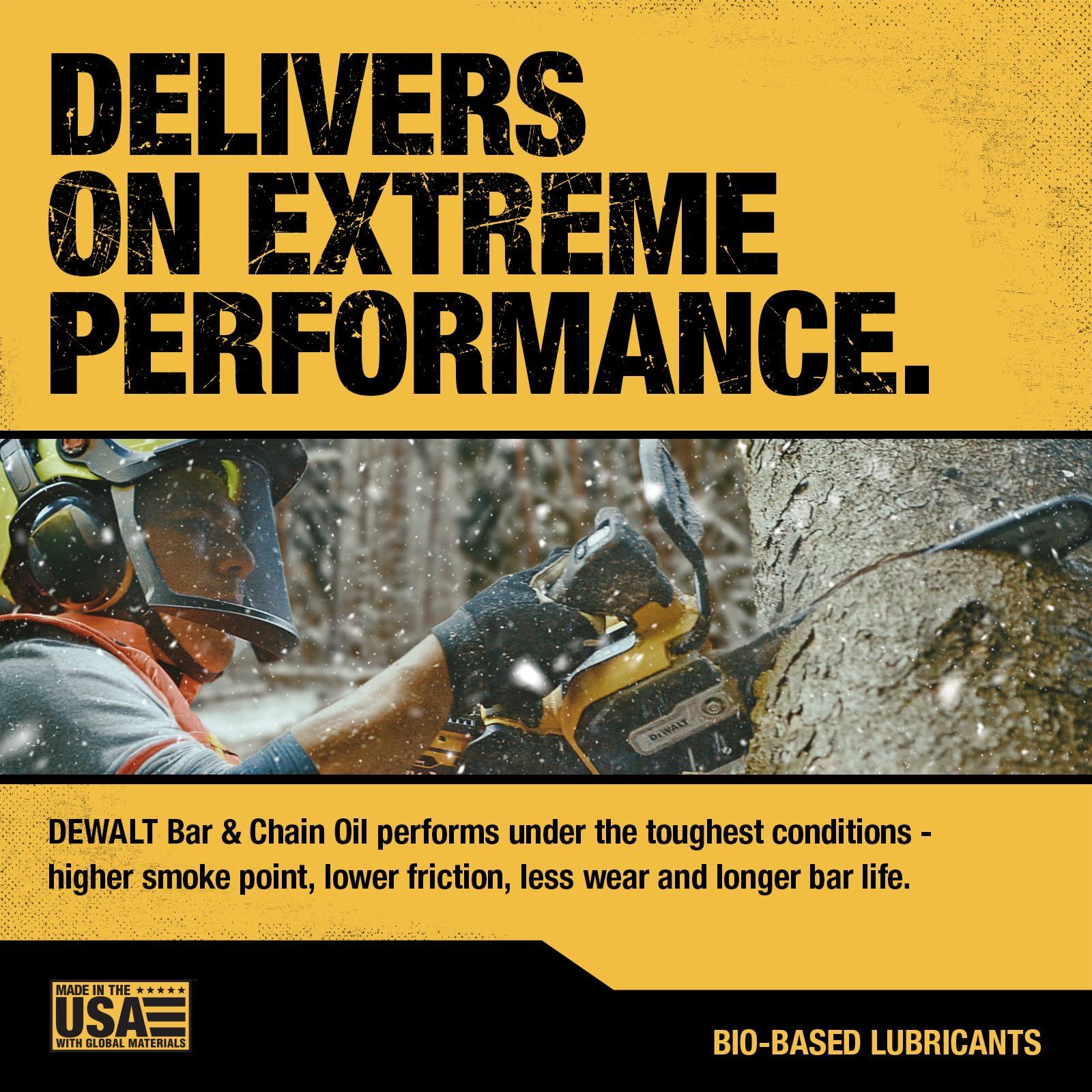 DEWALT – Biodegradable Bar & Chain Oil – Green, Eco-Friendly, Non-Toxic Professional Bar & Chainsaw Lubricant – Ultraclean All-Season Oil for Gas, Electric Saw, and Pole Saw, 16 oz