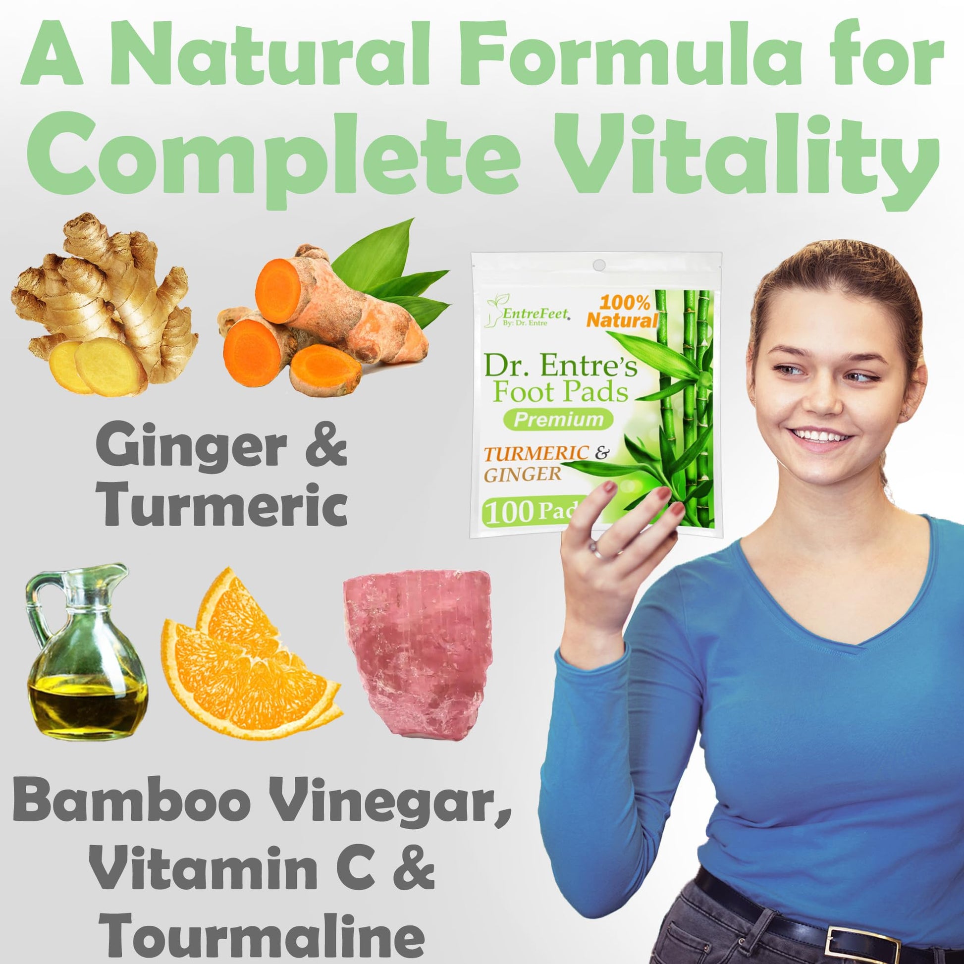 100 Turmeric & Ginger Foot Pads | Premium Pads to Feel Better, Sleep Better & Relieve Stress | Organic Foot Patches