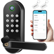 Keyless-Entry Fingerprint Smart Door Lock: Sifely Digital Electronic Lock with Code Passcode, Electric Door Knob, Biometric Door Handle Lock, Perfect for Exterior/Interior/Entry/Bedroom Doors (Black)