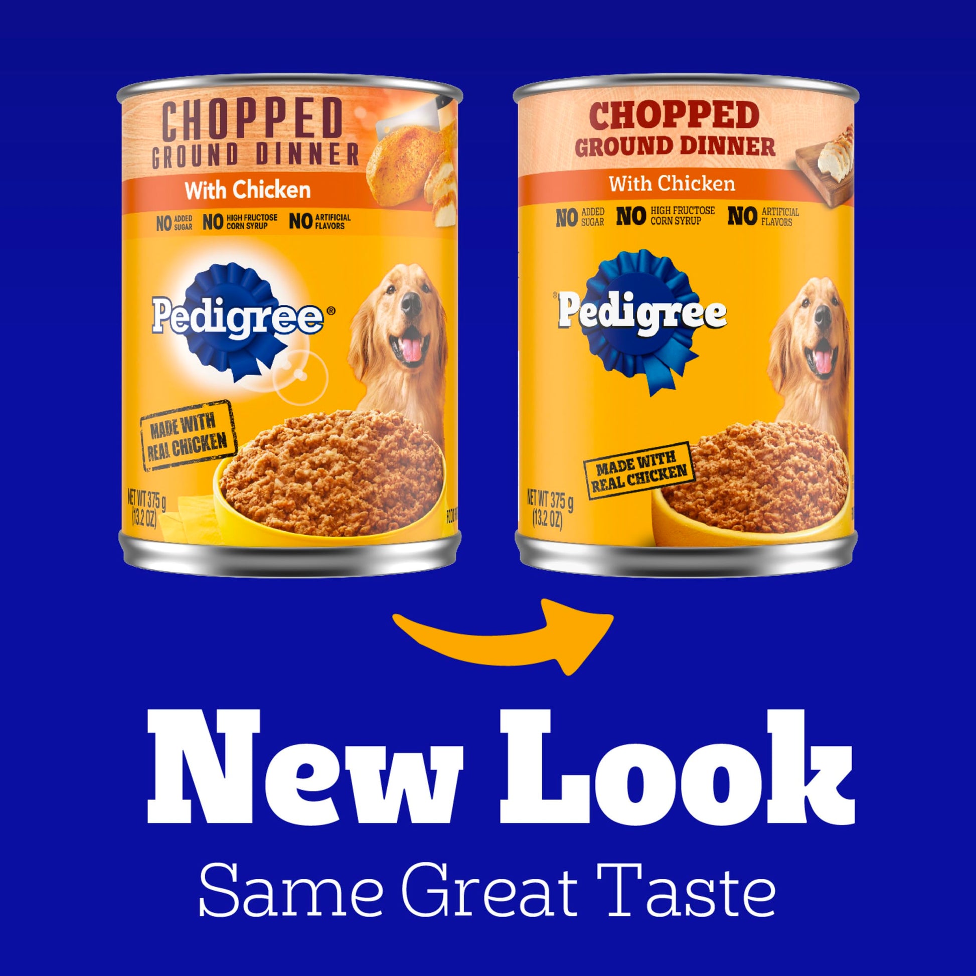 Pedigree Chopped Ground Dinner Adult Canned Soft Wet Dog Food Chicken Flavor, 13.2 oz. Cans (12 Count, Pack of 1)
