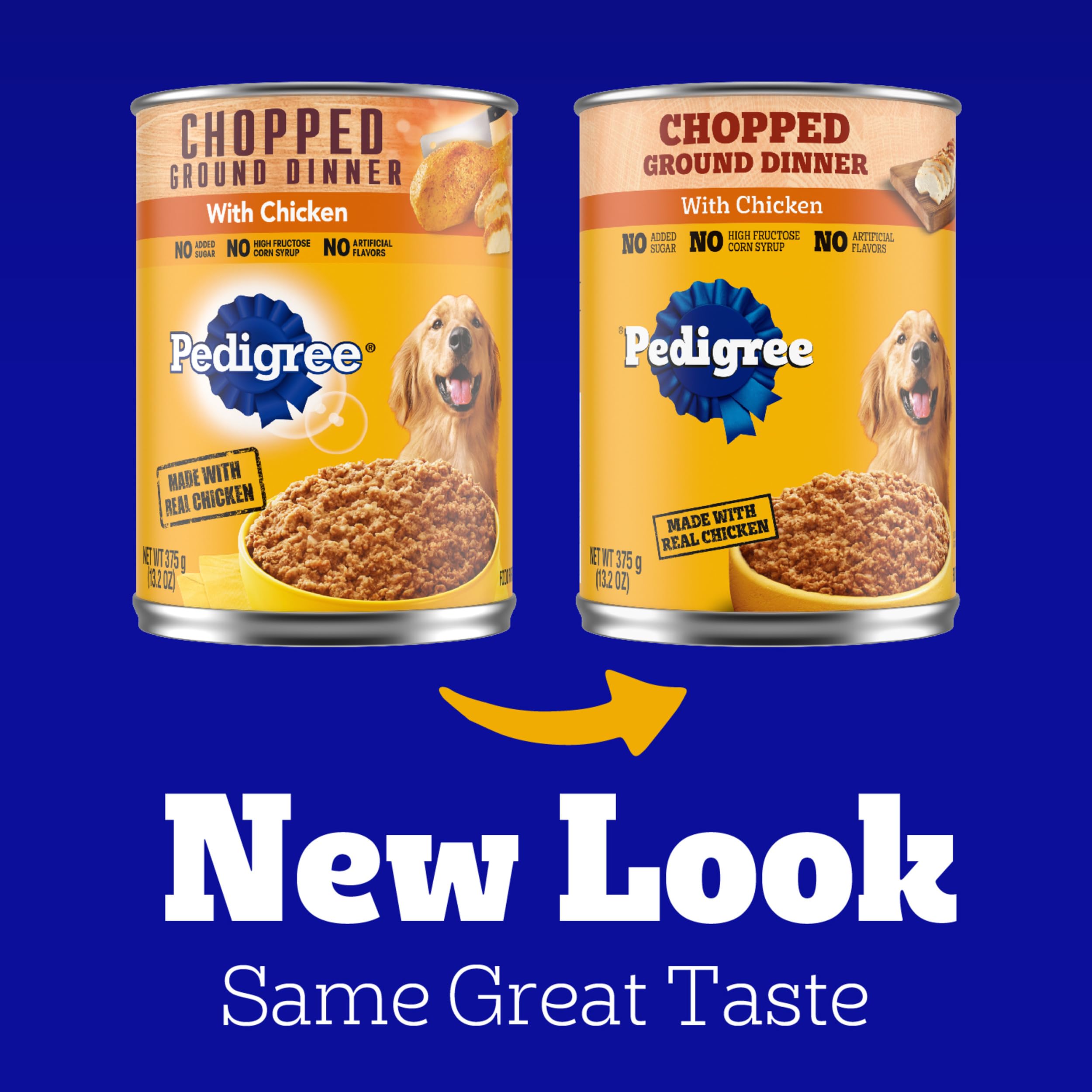 Pedigree Chopped Ground Dinner Adult Canned Soft Wet Dog Food Chicken Flavor, 13.2 oz. Cans (12 Count, Pack of 1)