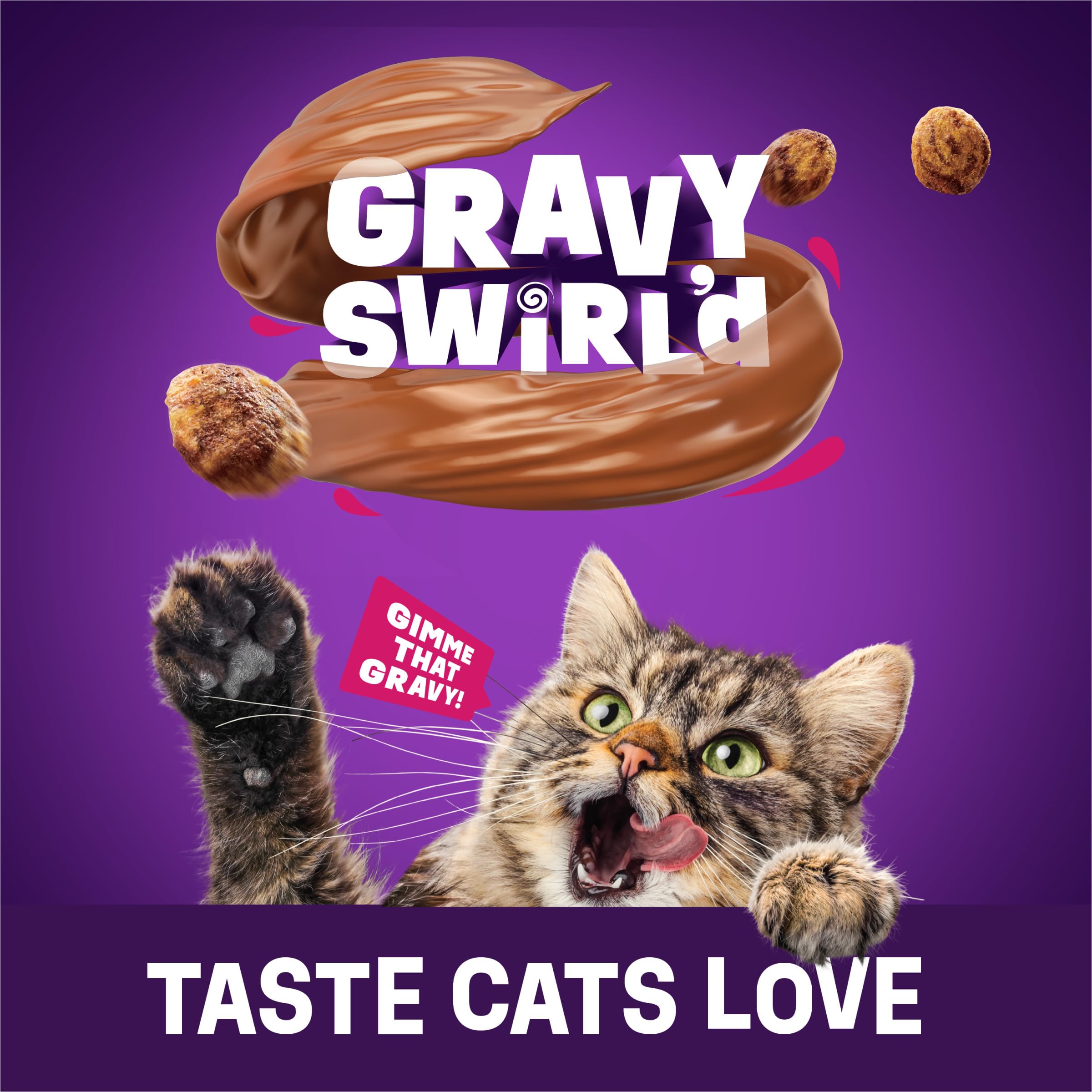 Purina Friskies Dry Cat Food Gravy Swirl'd With Flavors of Chicken, Salmon and Gravy - 3.15 lb. Bag