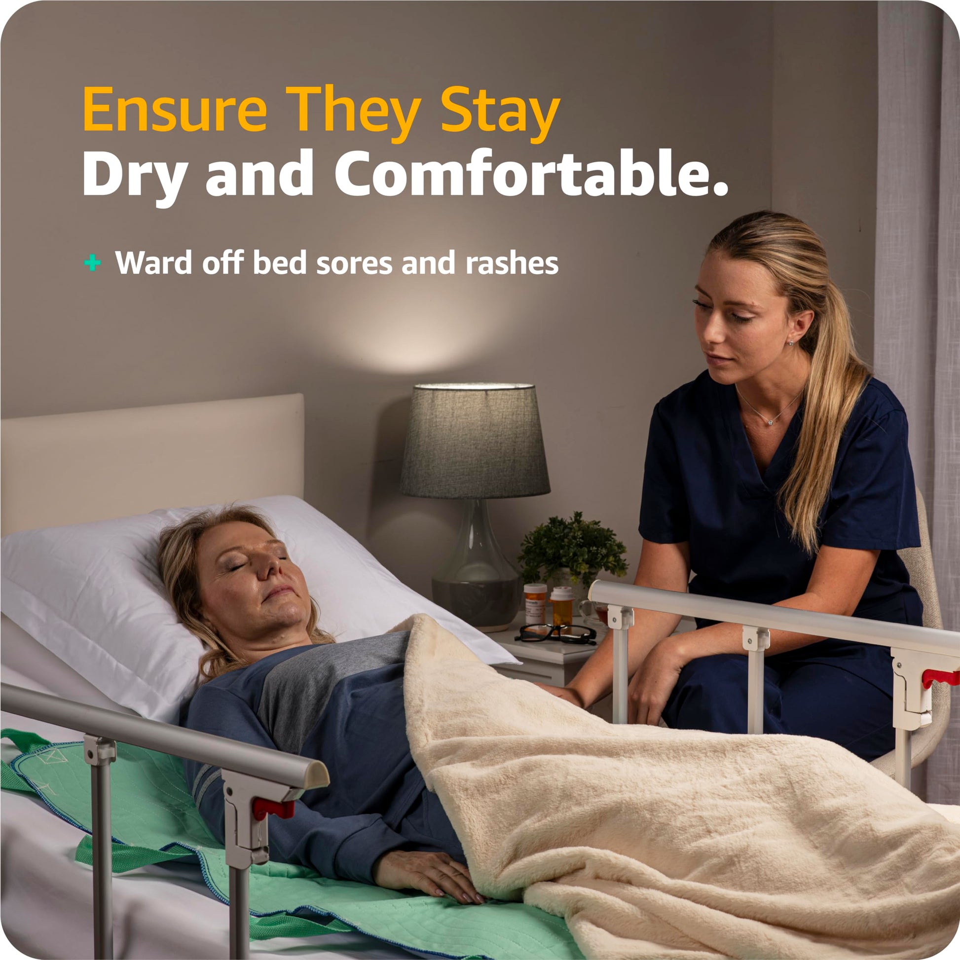 Improvia Positioning Bed Pad 34"x52" with 8 Reinforced Handles, Quick-Drying, Washable, Waterproof, Reusable, Mattress Protection, for Lifting, Turning, Transfer, Elderly and Incontinence Patients.