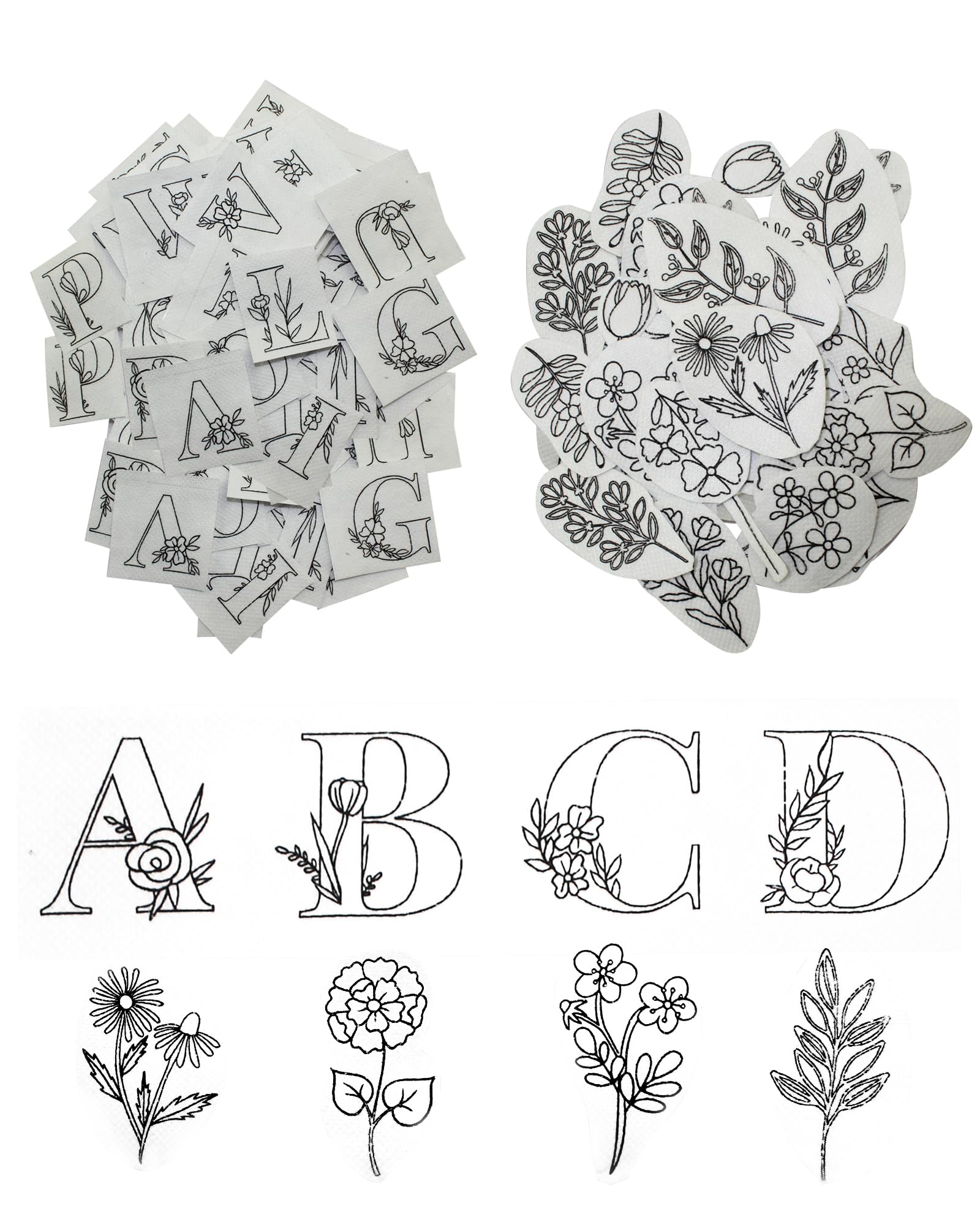 102pcs Water Soluble Hand Sewing StabilizersÃ¯Â¼ÂEmbroidery Stick and Stitch Embroidery Paper Wash Away StabilizersÃ¯Â¼Âfor Embroidery Stabilizers Flower PatternsÃ¯Â¼Âfor Hand Sewing Lover Beginners.letter&Flower