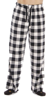 #FollowMe 45902-1B-M Polar Fleece Pajama Pants for Men/Sleepwear/PJs, White Buffalo Plaid, Medium