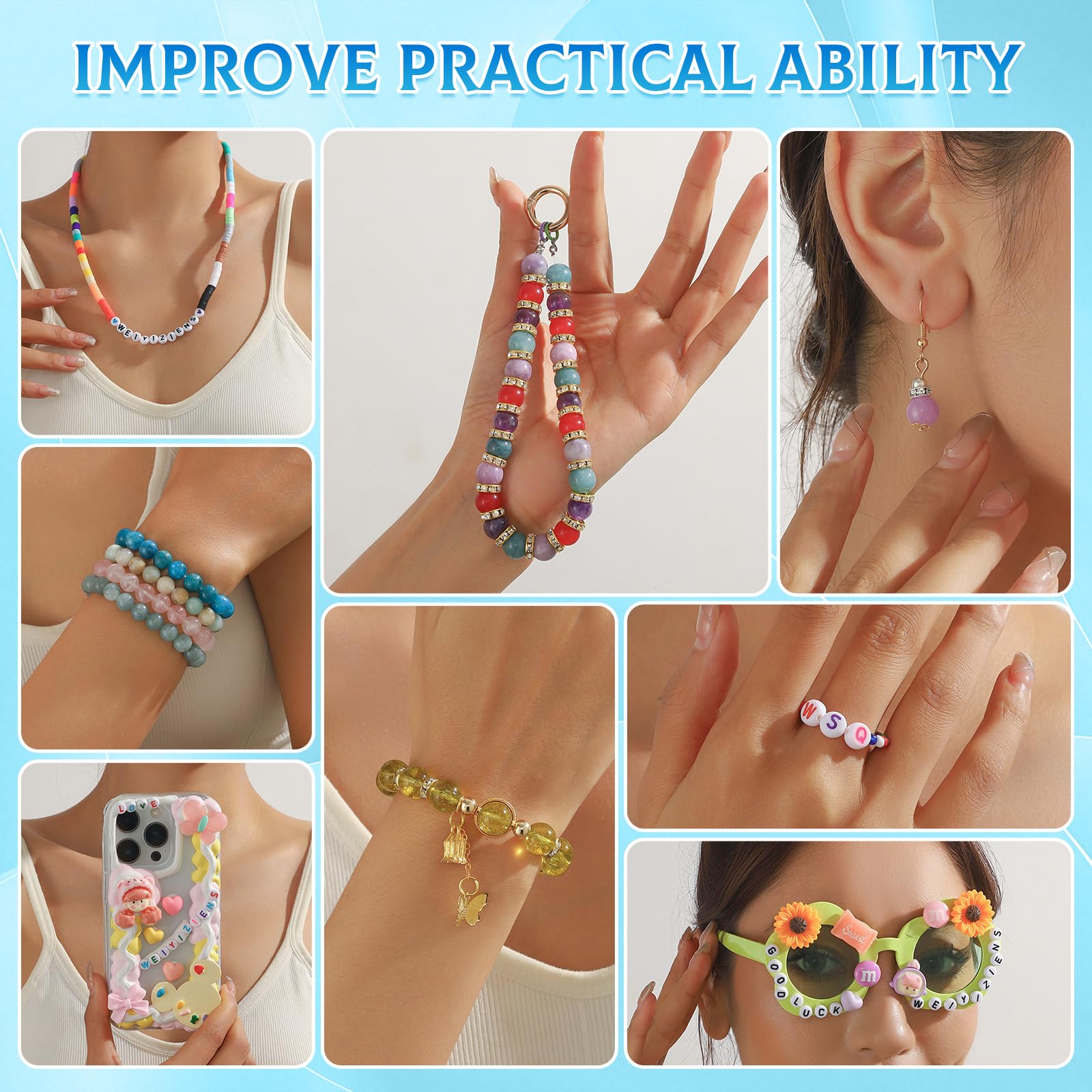 1400pcs Letter Beads, 4x7 mm Acrylic Alphabet Beads, Beads for Jewelry and Bracelet Making, in 28 Grid Box (White and Black)