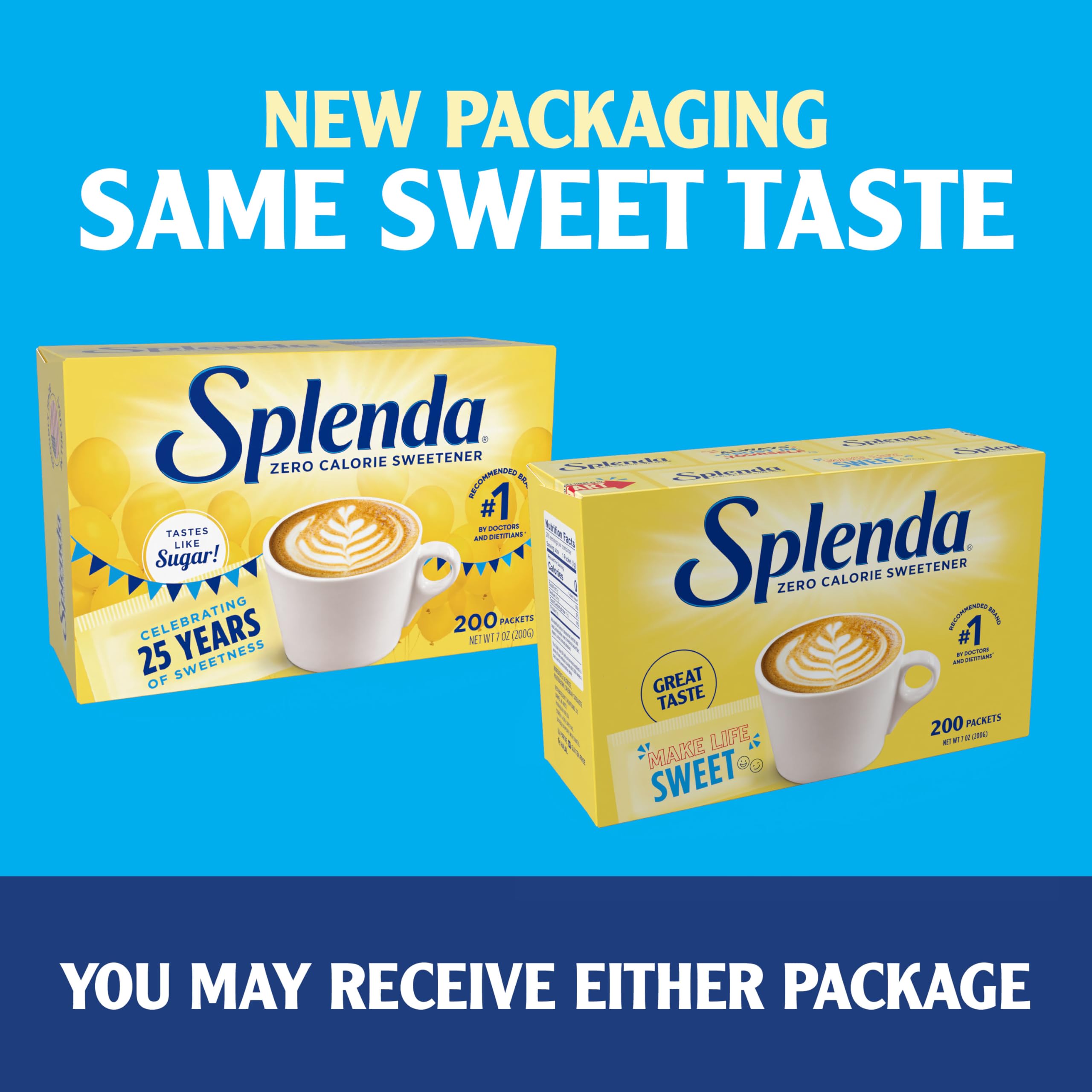 SPLENDA Zero Calorie Sweetener, 200 Count Packets