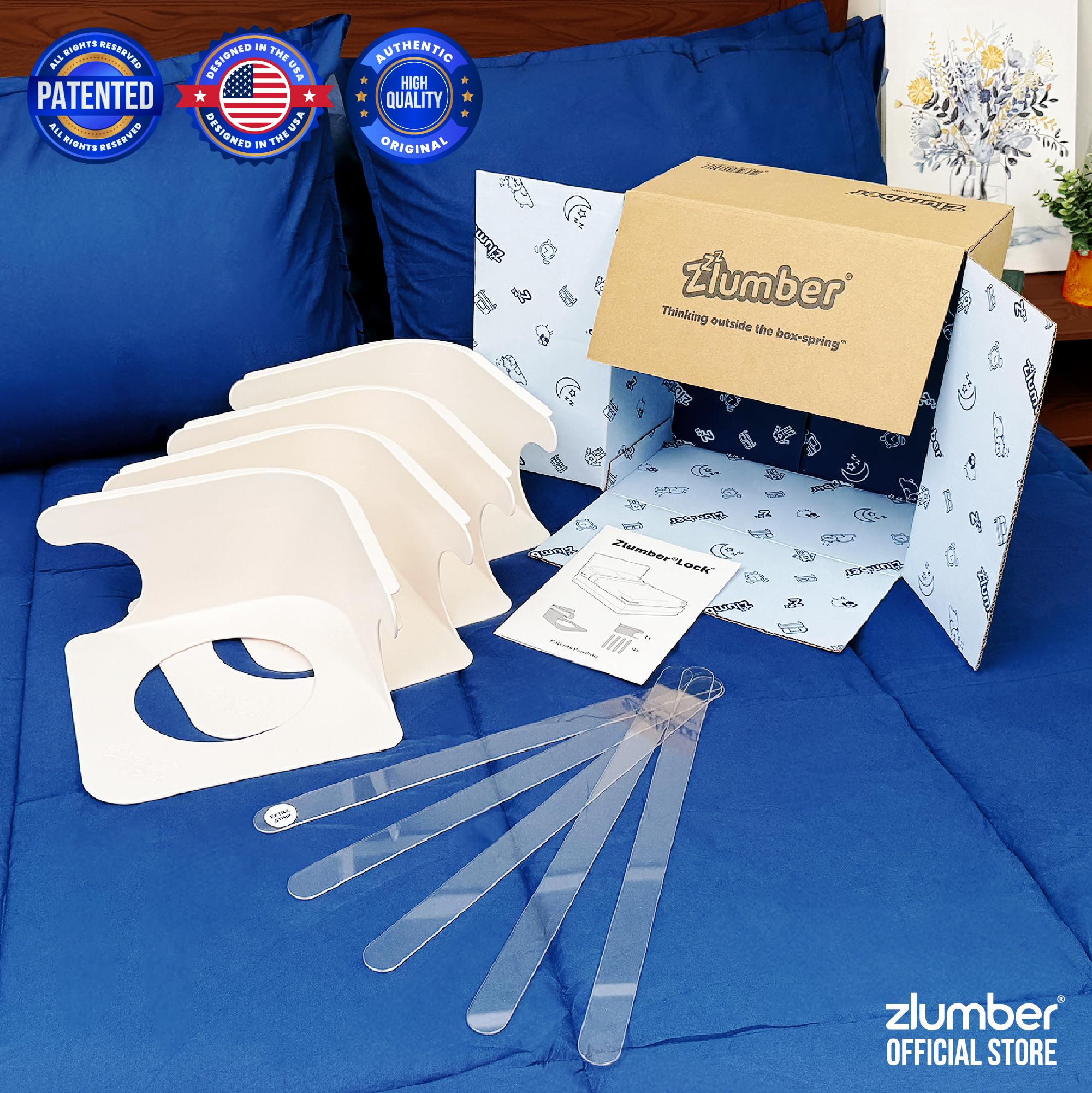 The Original USA Patented ZlumberLock – Secure Sheet Holder with Heavy-Duty Mattress Straps – No More Loose Bedding, Universal Fit, Easy One-Time Installation