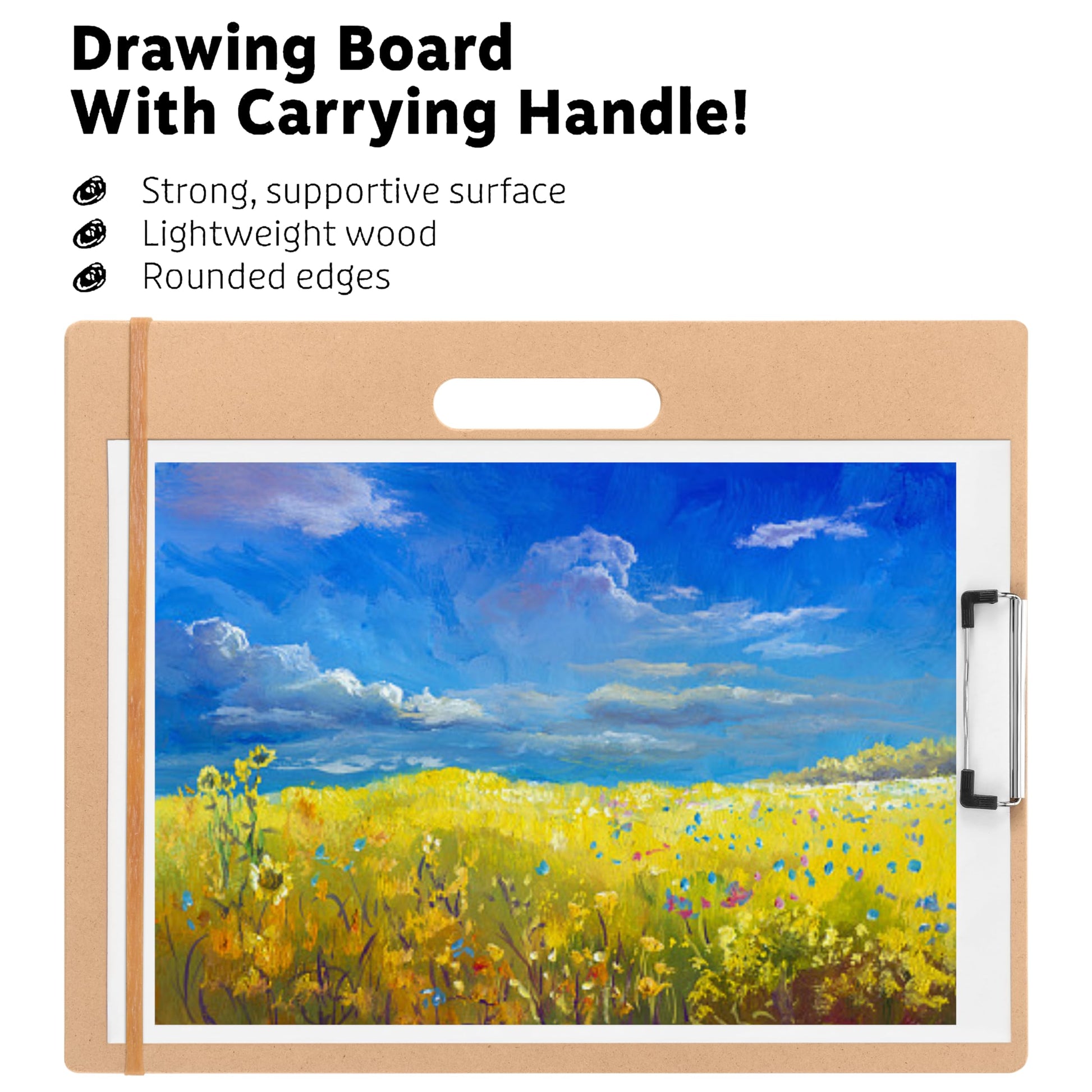 TX liteart 13" x 17" Artist Sketch Board with Handle - Portable Clipboard for Painting and Drawing, Art Supplies for Adults