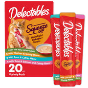 Delectables Squeeze Up Catnip Variety Pack, Creamy Squeezable Puree, Lickable Wet Cat Treats, Grain Free, No Added Fillers, No by-Products, No Added Preservatives, 0.5 Ounces Tube, 20 Tubes Total